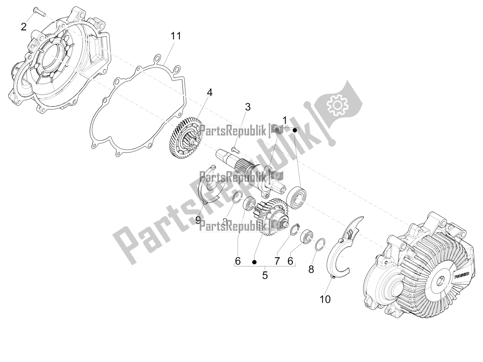 All parts for the Transmission Assembly of the Piaggio Wi-bike MAS Mech Active-Hsync Active+ 0 2017