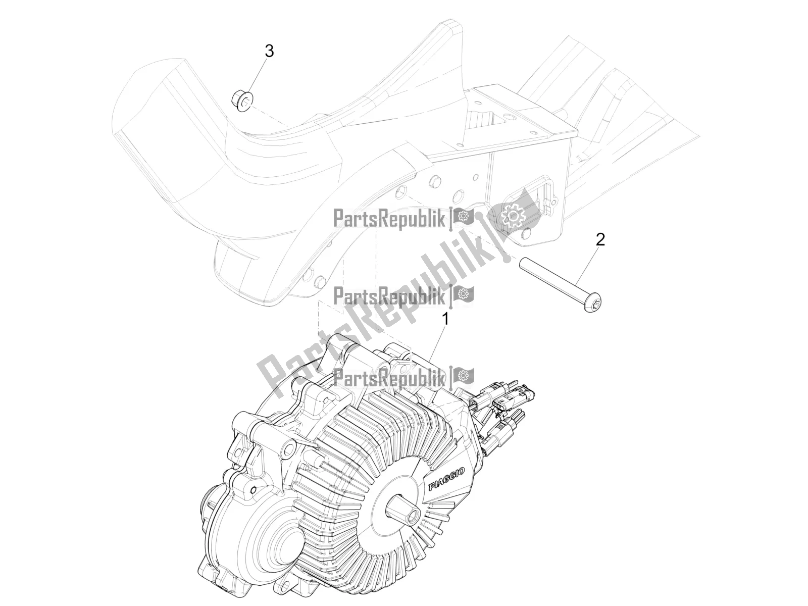 All parts for the Engine, Assembly of the Piaggio Wi-bike MAS Mech Active-Hsync Active+ 0 2018