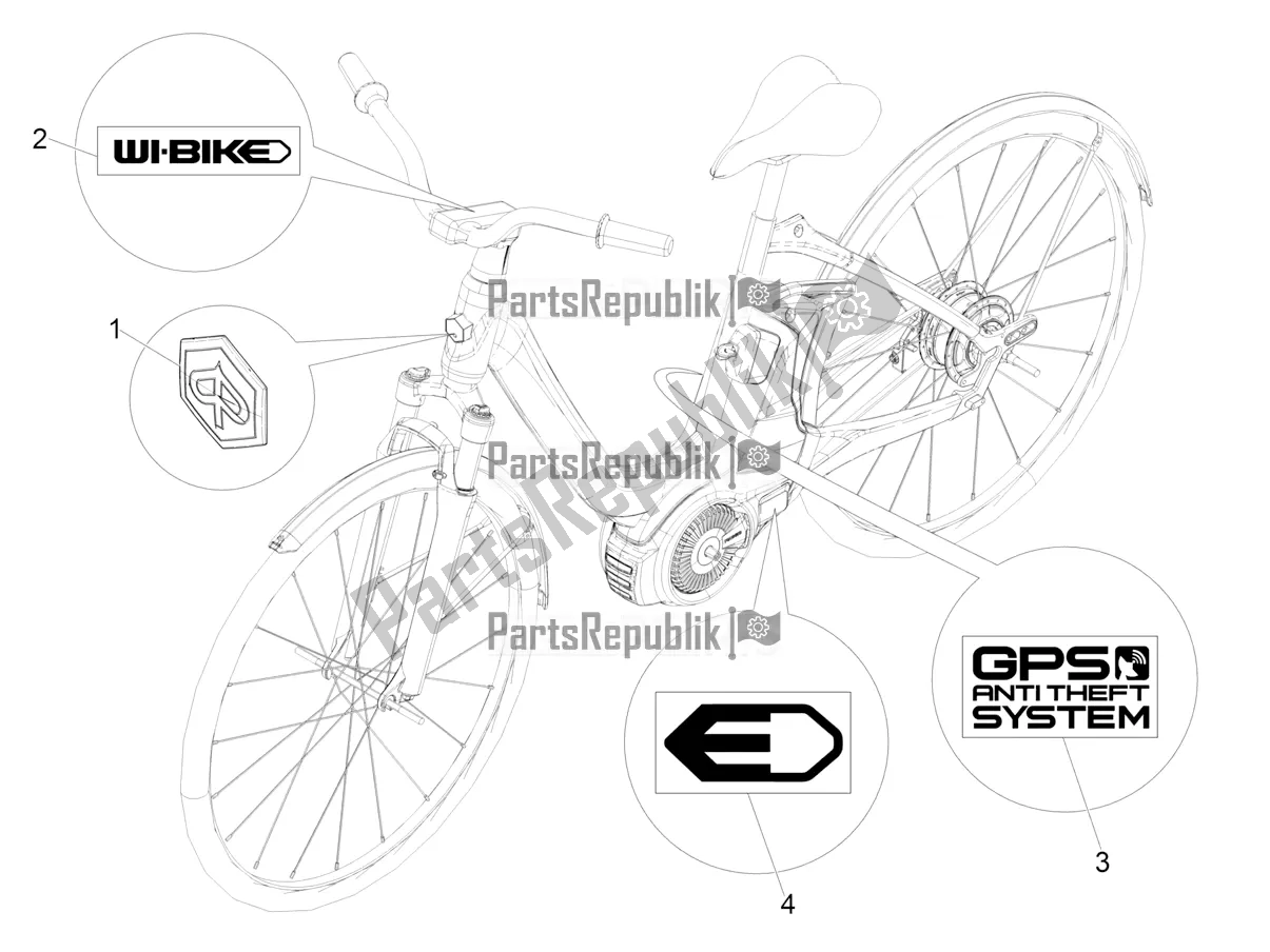 Todas as partes de Placas - Emblemas do Piaggio Wi-bike UNI Deore Comfort 0 2017