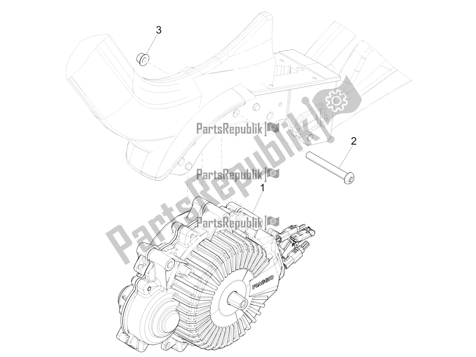 Alle onderdelen voor de Motor Assemblage van de Piaggio Wi-bike UNI Mech Comfort 0 2017