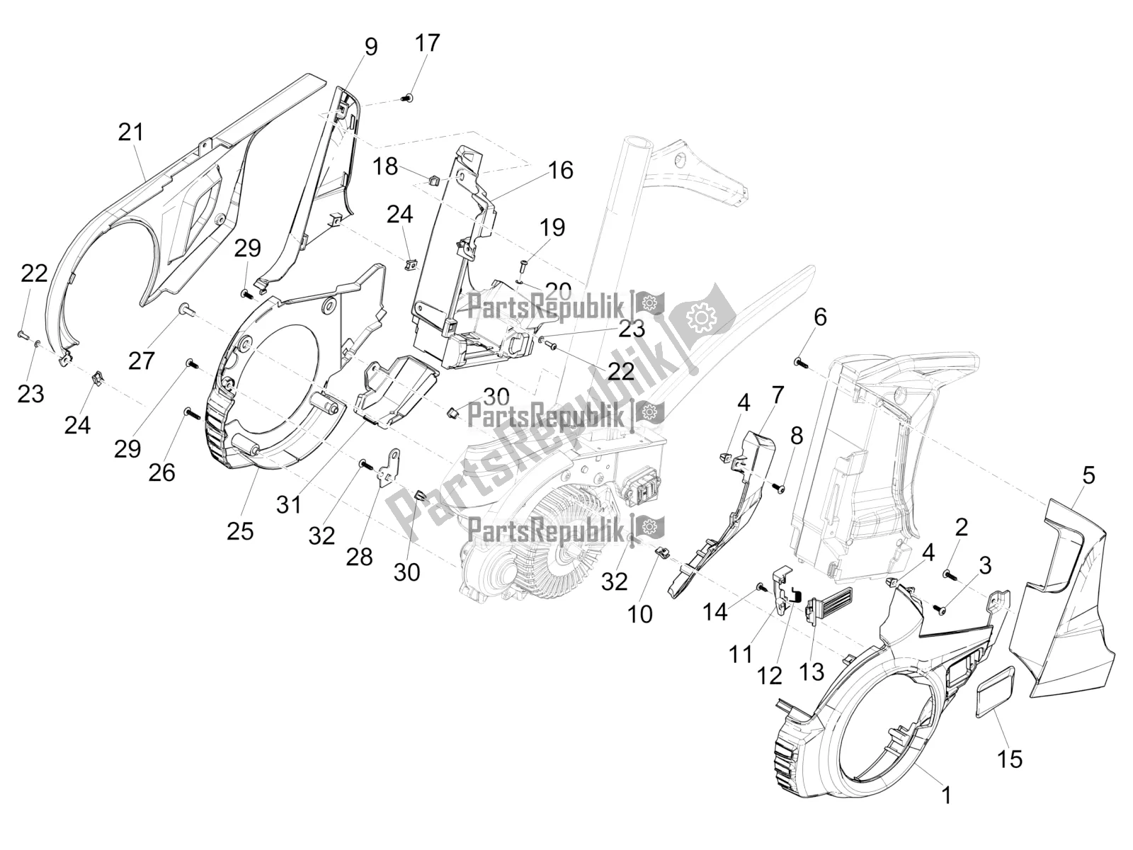 Todas las partes para Central Cover de Piaggio Wi-bike UNI Mech Comfort 0 2018