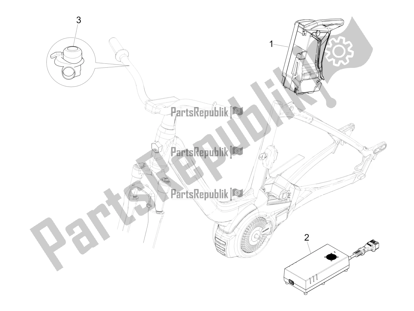 Tutte le parti per il Interruttori Del Telecomando - Batteria - Avvisatore Acustico del Piaggio Wi-bike UNI Mech Comfort 0 2018