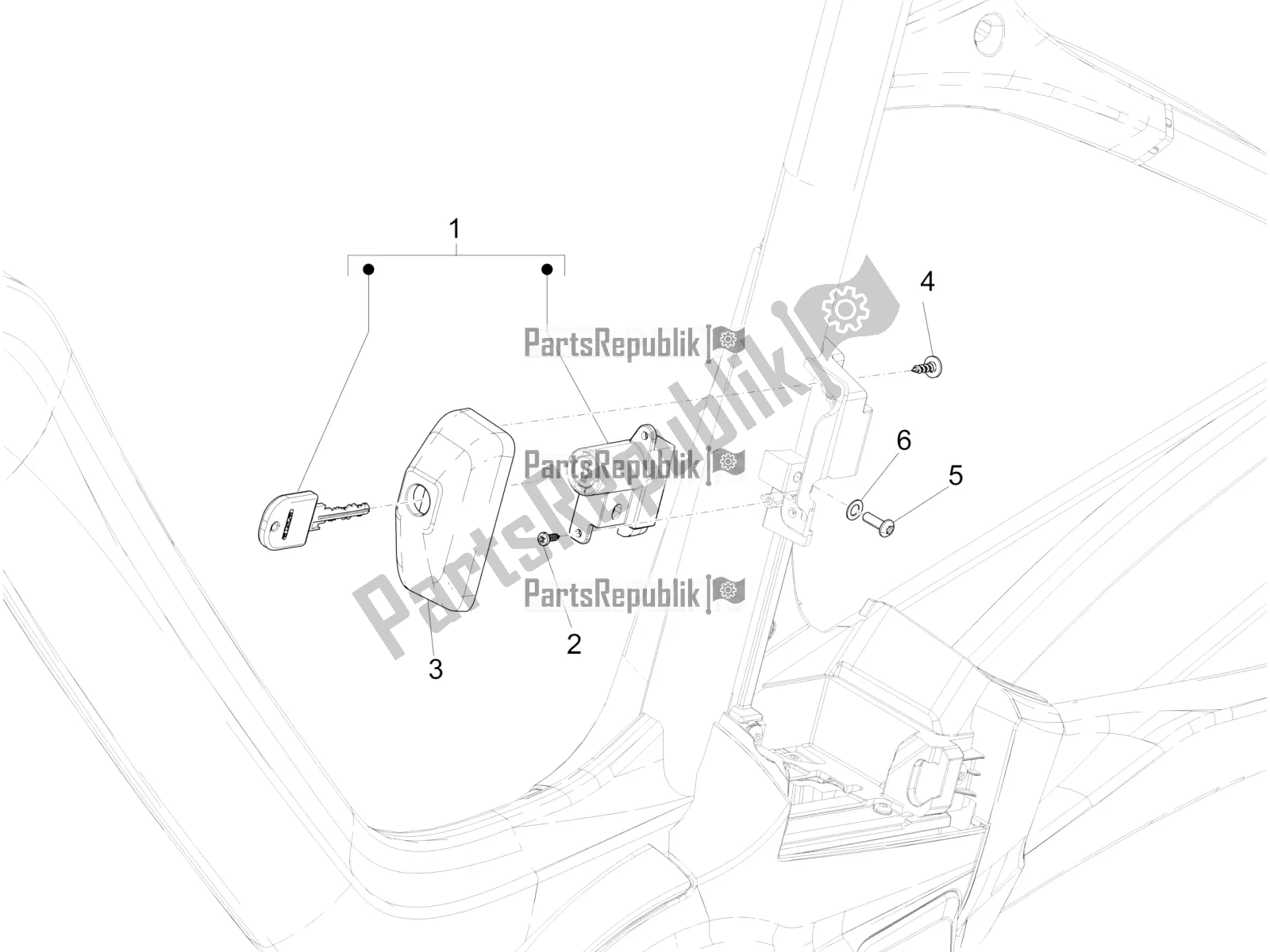 Wszystkie części do Zamki Piaggio Wi-bike UNI Mech Comfort USA 0 2017