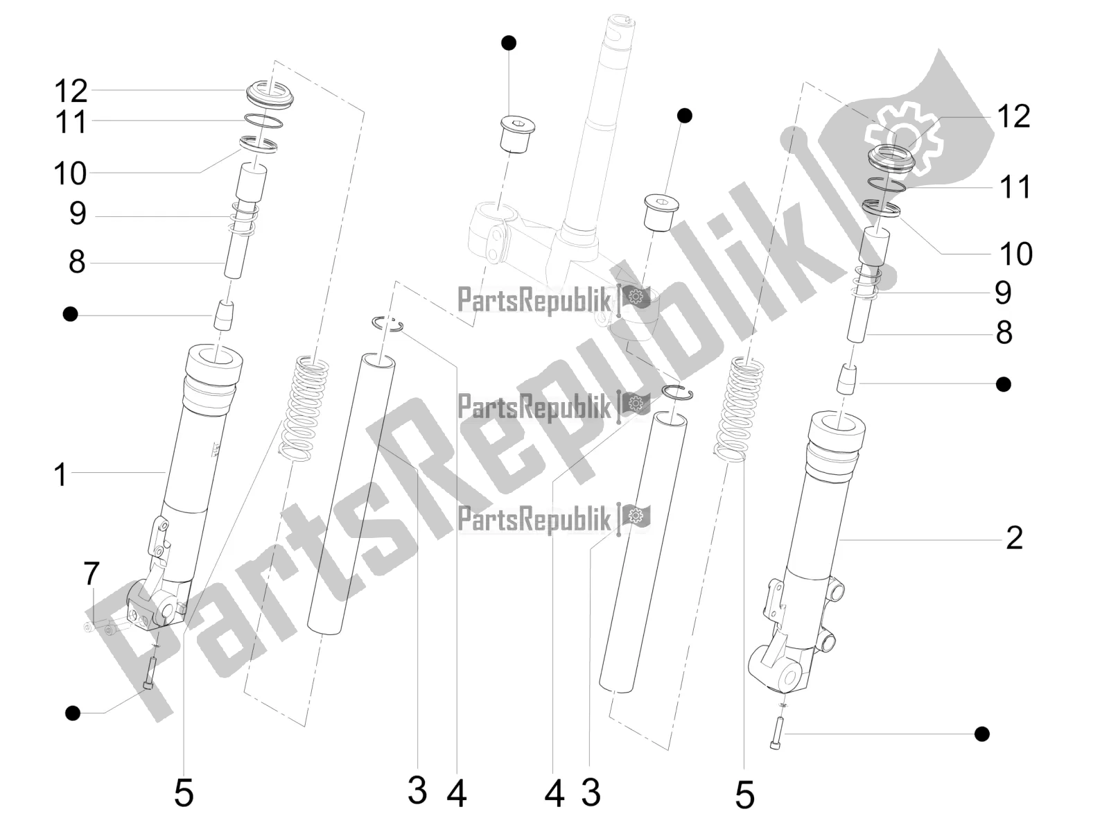 Toutes les pièces pour le Composants De La Fourche (escortes) du Piaggio X EVO 125 2016