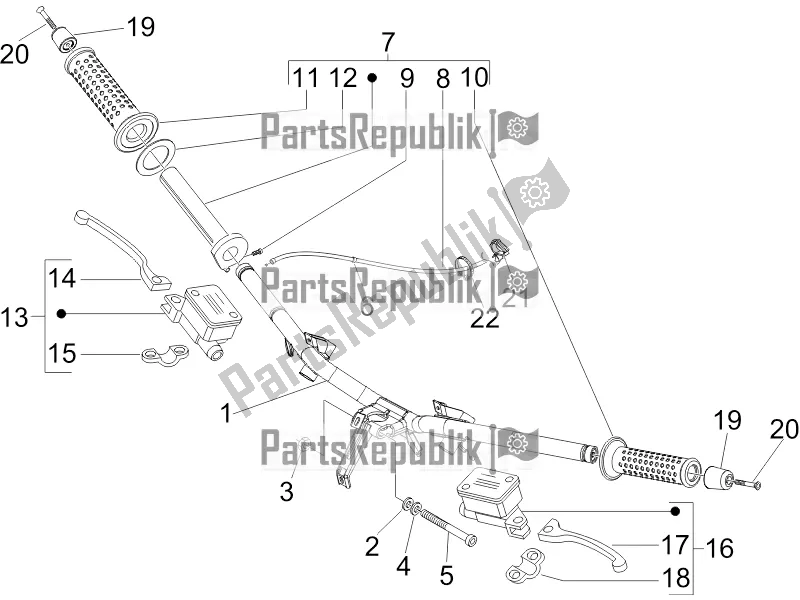 Tutte le parti per il Manubrio - Master Cil. Del Piaggio X EVO 125 2016