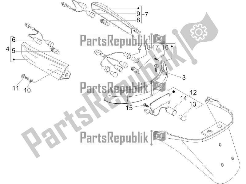Todas las partes para Faros Traseros - Luces Intermitentes de Piaggio X EVO 125 2016