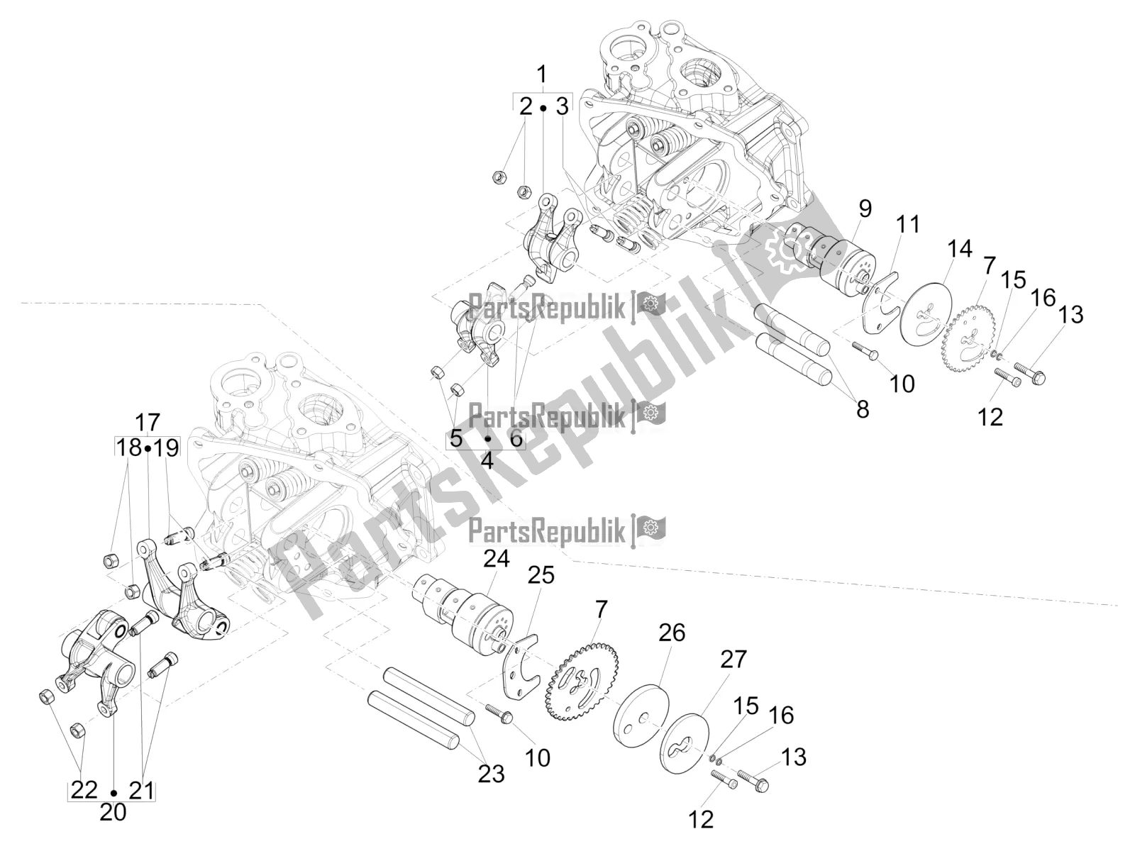 Toutes les pièces pour le Leviers à Bascule Support Unité du Piaggio X EVO 125 2016