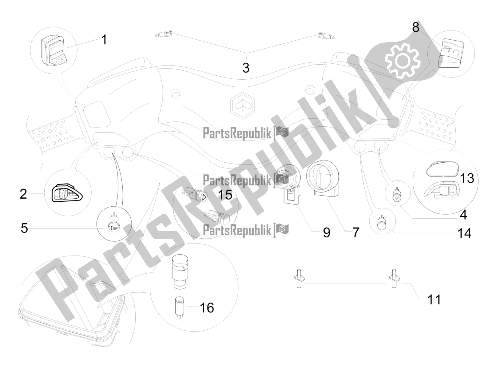 Wszystkie części do Selektory - Prze?? Czniki - Przyciski Piaggio X EVO 125 2016