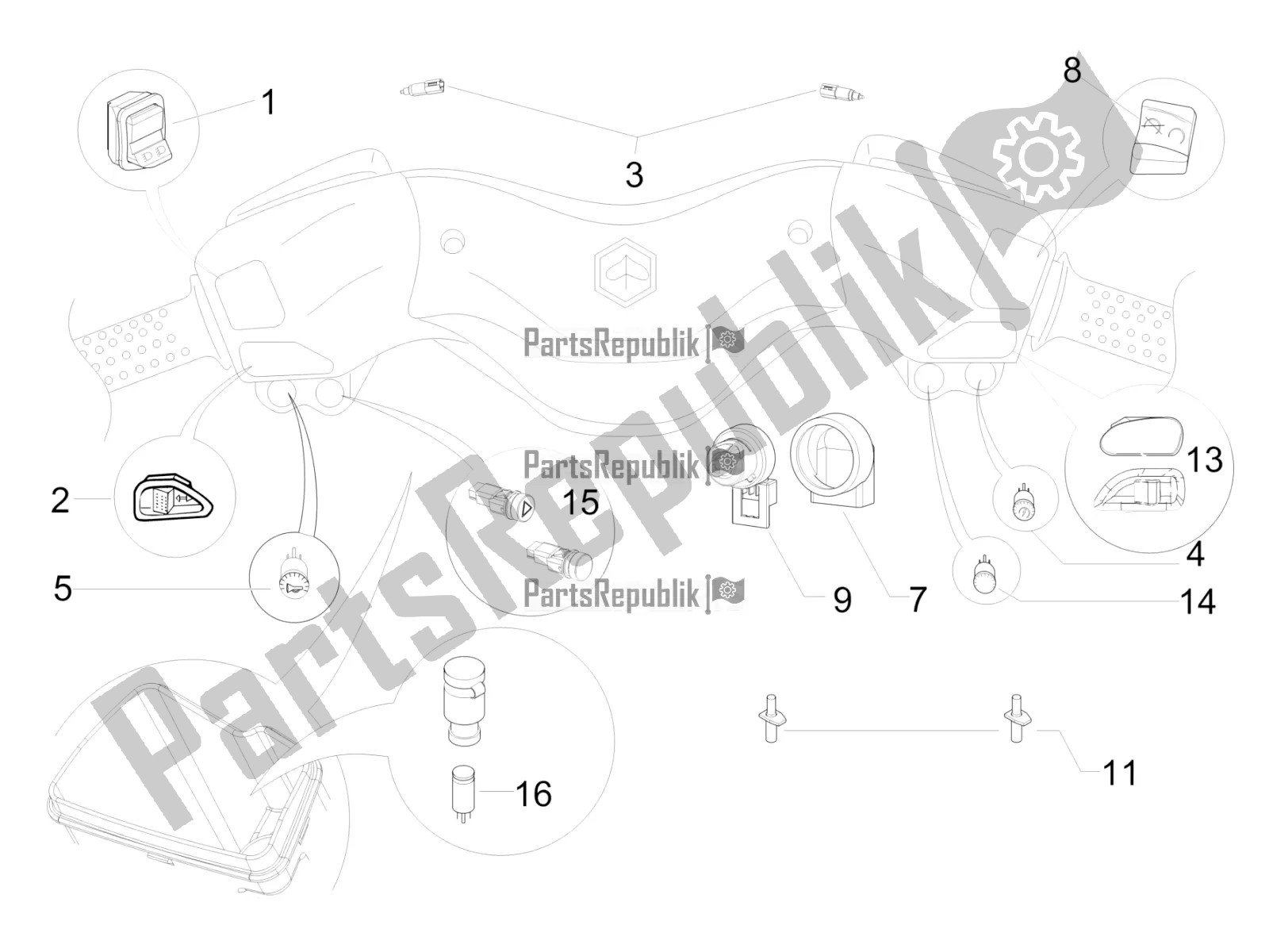 Todas las partes para Selectores - Interruptores - Botones de Piaggio X EVO 125 2016