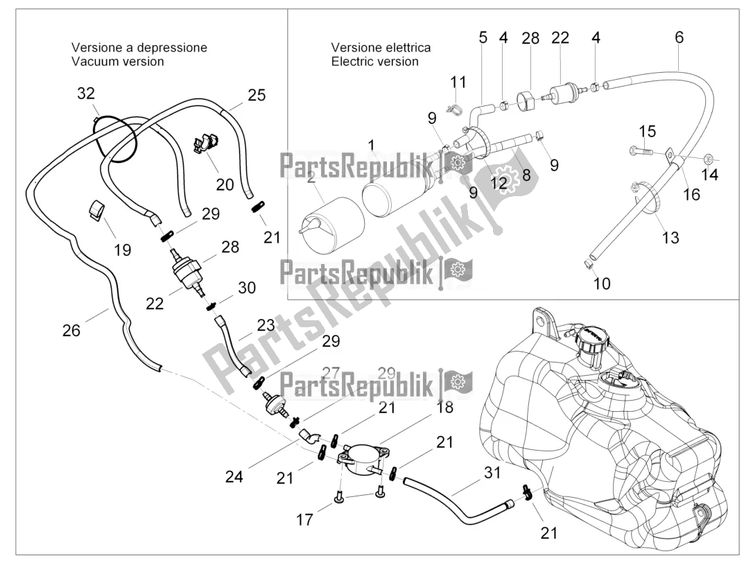 Toutes les pièces pour le Système D'alimentation du Piaggio X EVO 125 2016