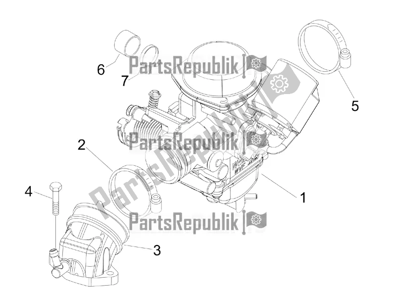 Toutes les pièces pour le Carburateur, Montage - Tuyau Union du Piaggio X EVO 125 UK 2016