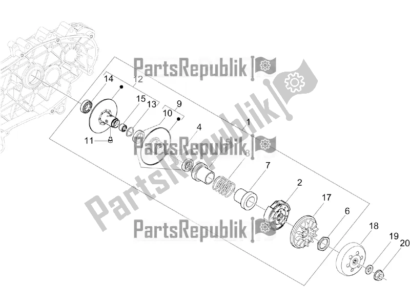 Toutes les pièces pour le Poulie Menée du Piaggio X EVO 125 UK 2016