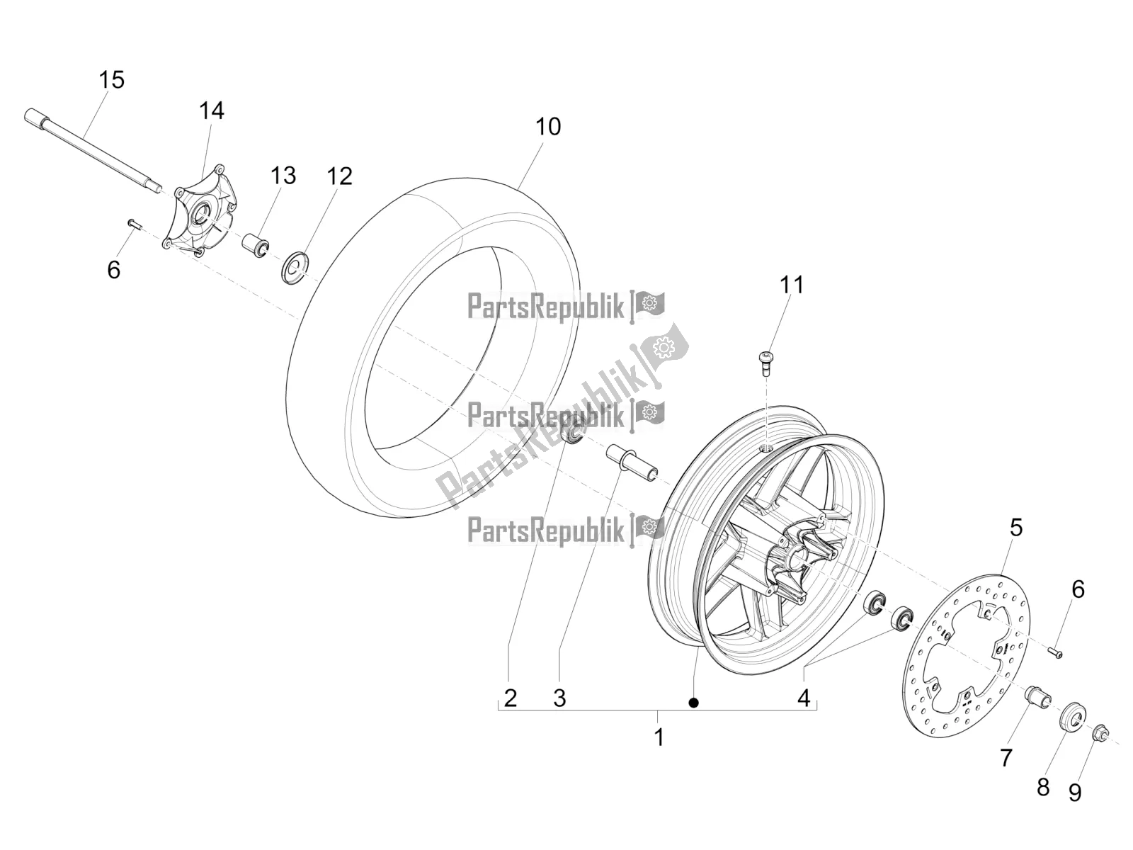 Toutes les pièces pour le Roue Avant du Piaggio X EVO 125 UK 2016