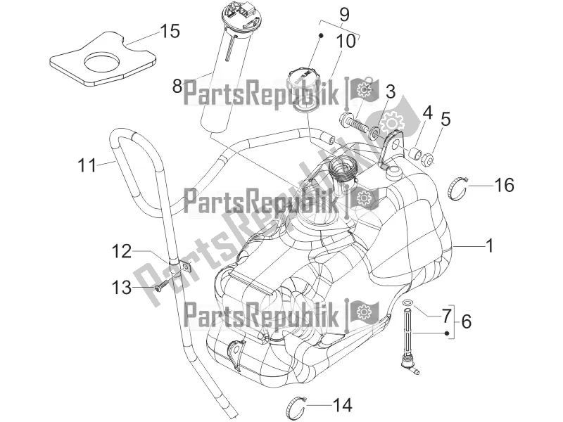 All parts for the Fuel Tank of the Piaggio X EVO 125 UK 2016