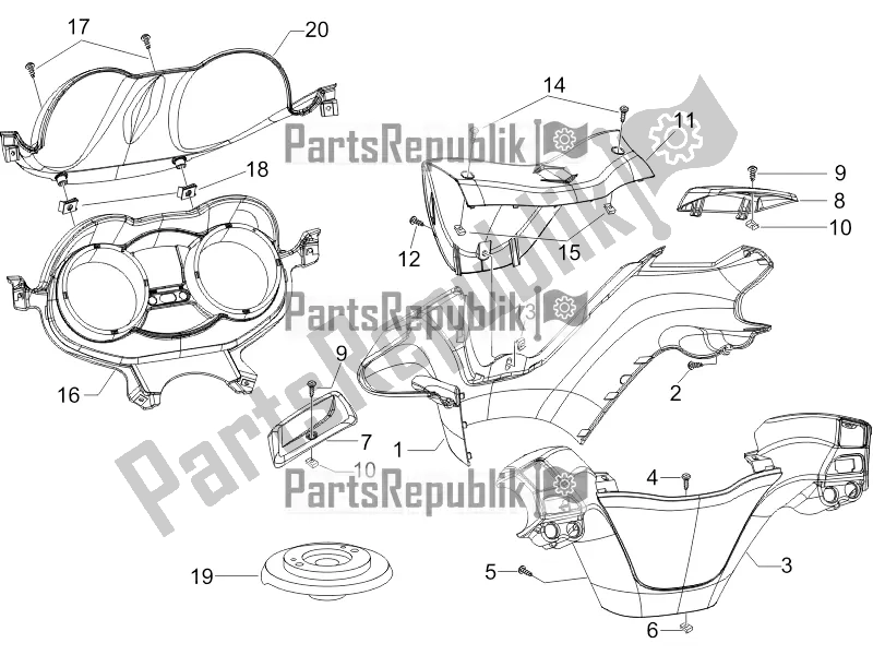 Toutes les pièces pour le Couvertures De Guidon du Piaggio X EVO 125 UK 2016