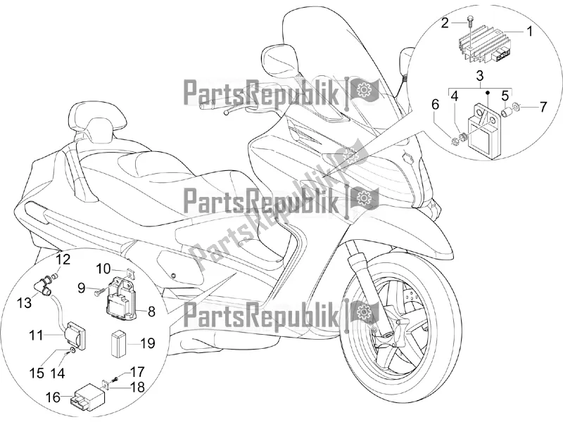 Toutes les pièces pour le Régulateurs De Tension - Unités De Commande électronique (ecu) - H. T. Bobine du Piaggio X EVO 125 UK 2016