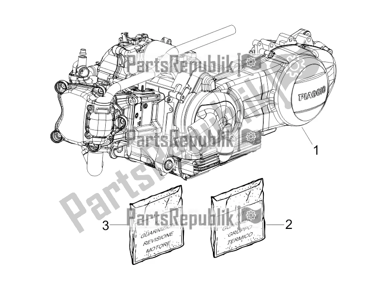 Toutes les pièces pour le Moteur, Assemblage du Piaggio X EVO 250 2016