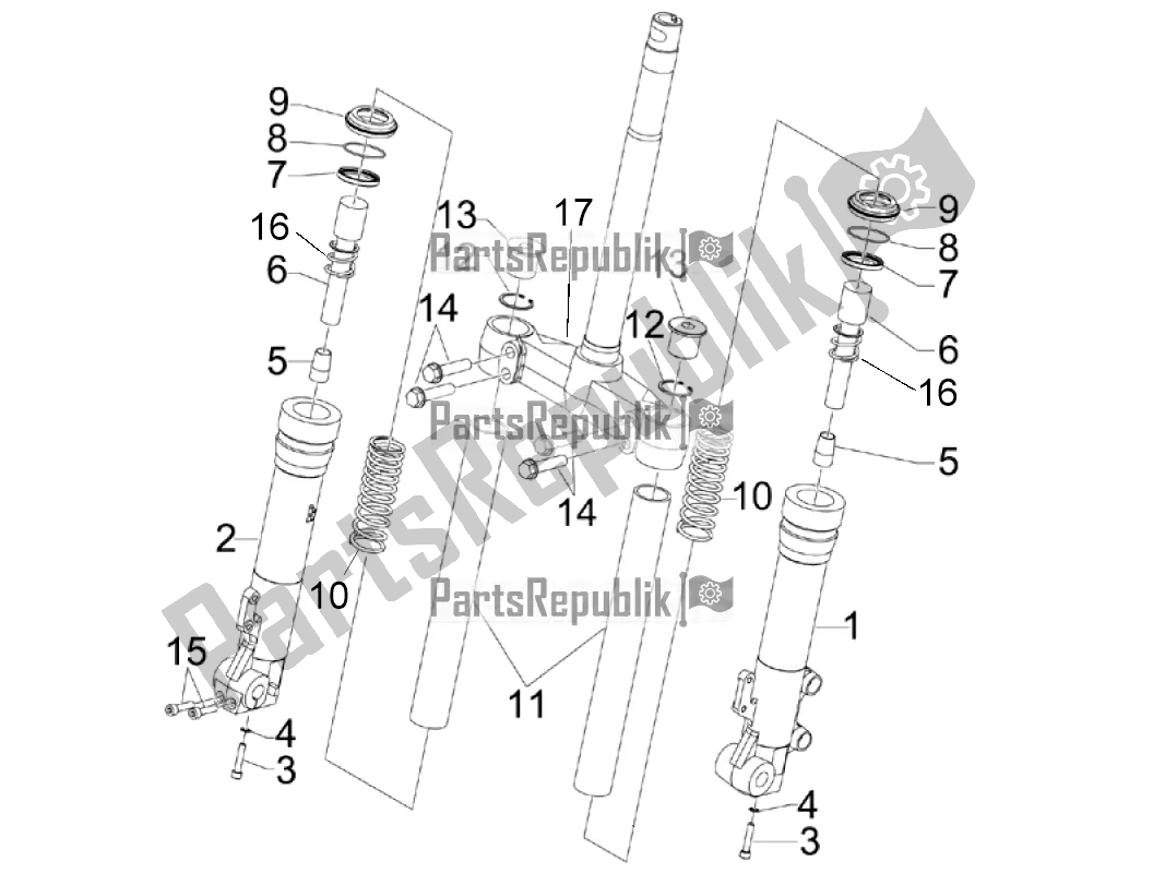 Tutte le parti per il Componenti Della Forcella (kayaba) del Piaggio X EVO 250 2016