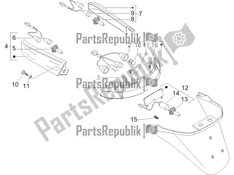 Toutes les pièces pour le Phares Arrière - Clignotants du Piaggio X EVO 250 2016