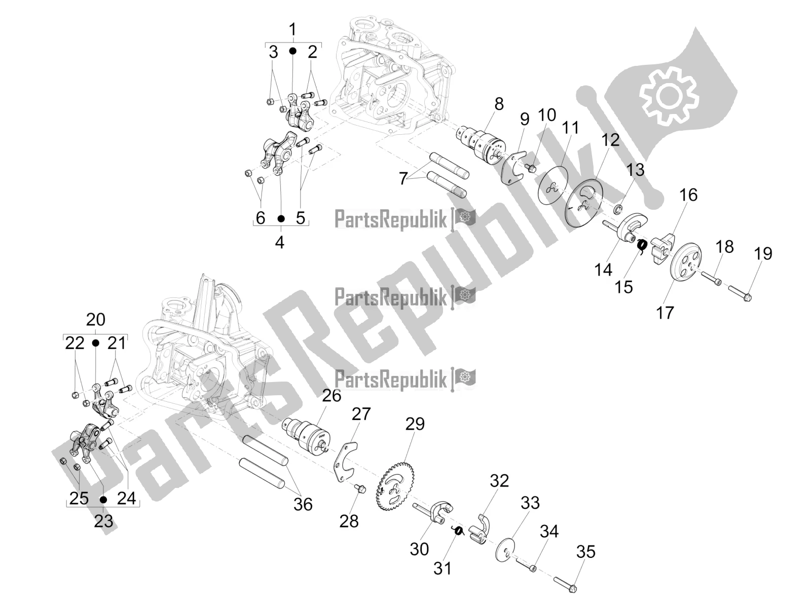 Toutes les pièces pour le Leviers à Bascule Support Unité du Piaggio X EVO 250 2016