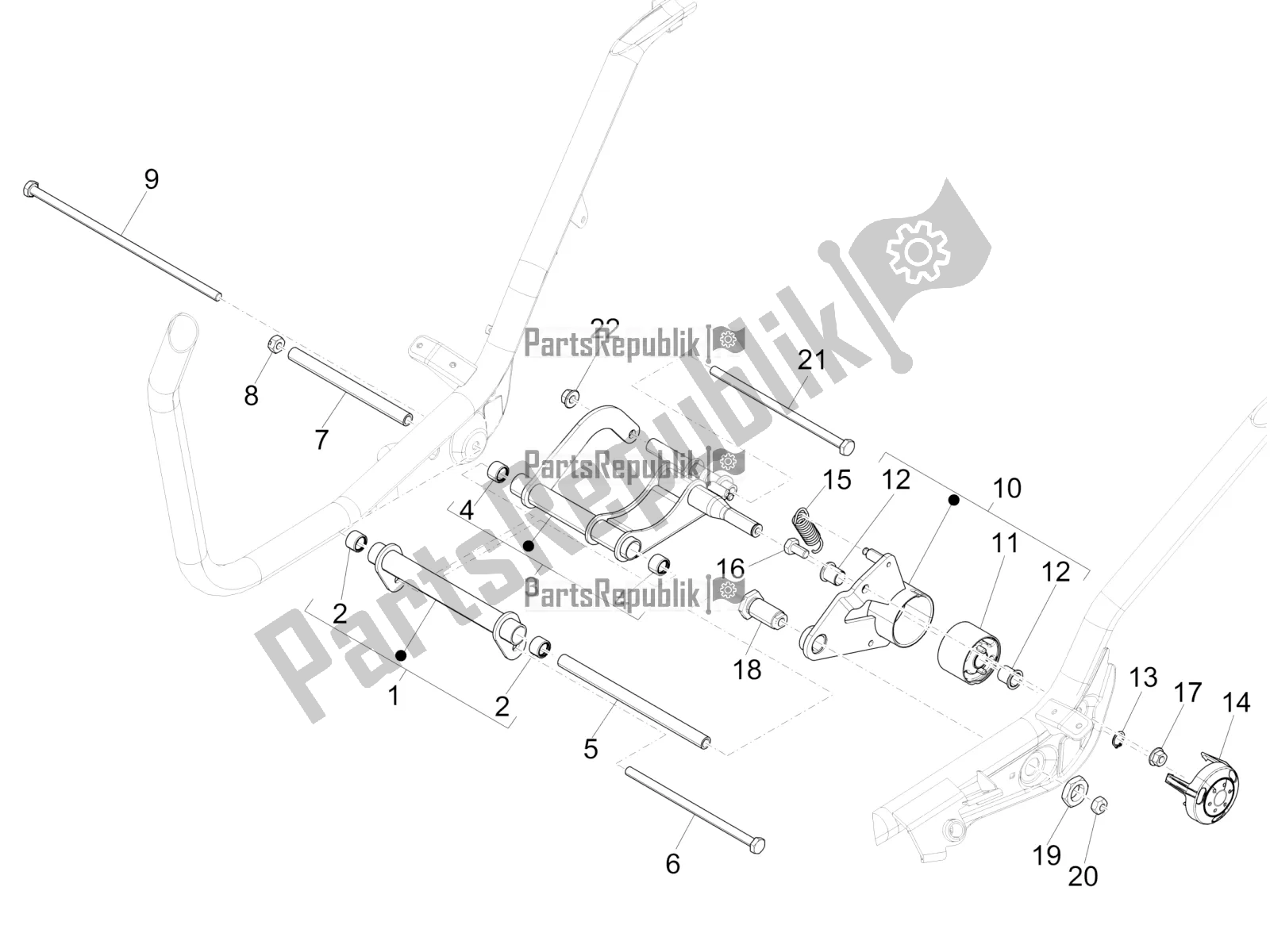 Toutes les pièces pour le Bras Oscillant du Piaggio X EVO 250 2016