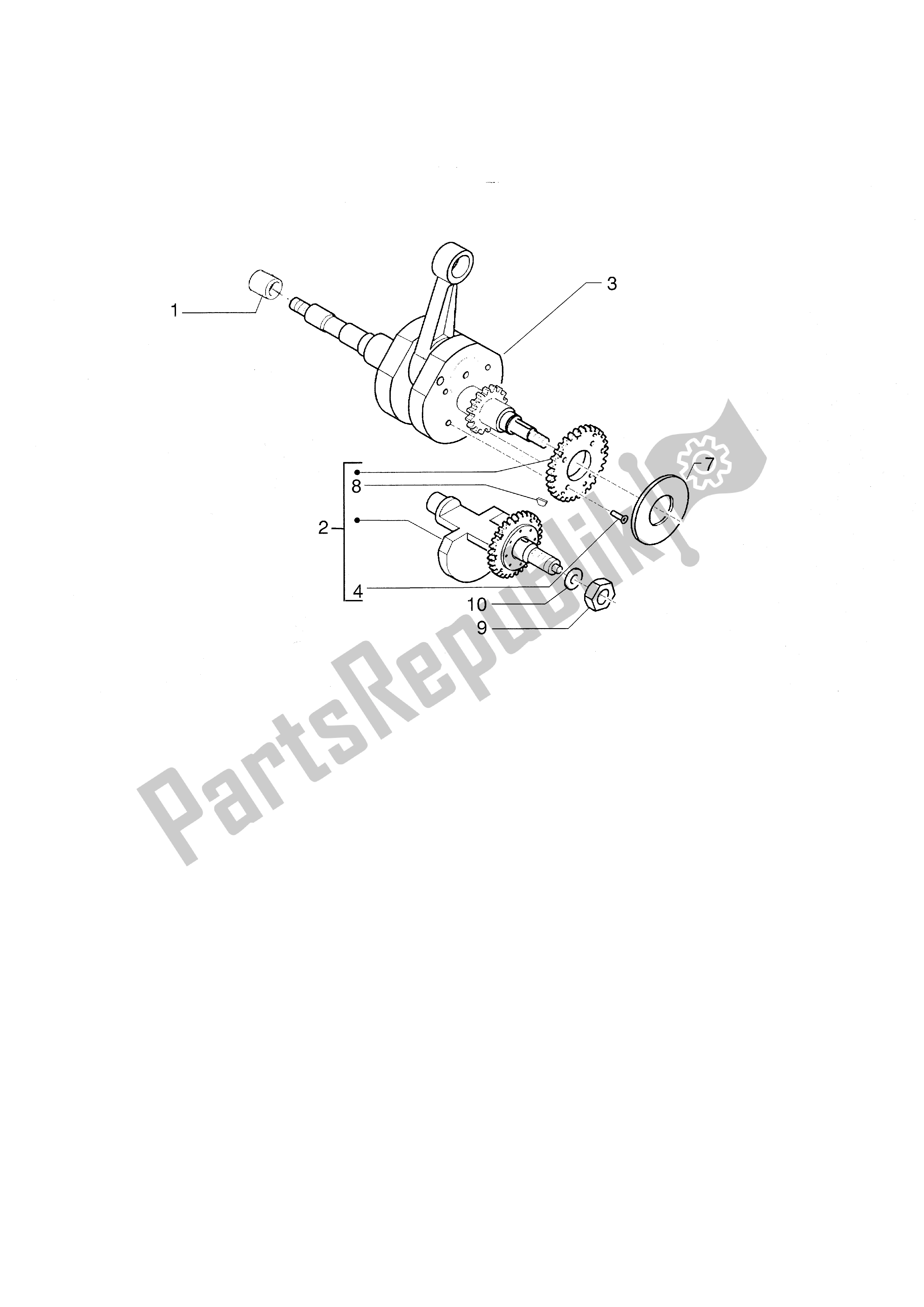 All parts for the Crankshaft of the Piaggio X9 500 2001 - 2002