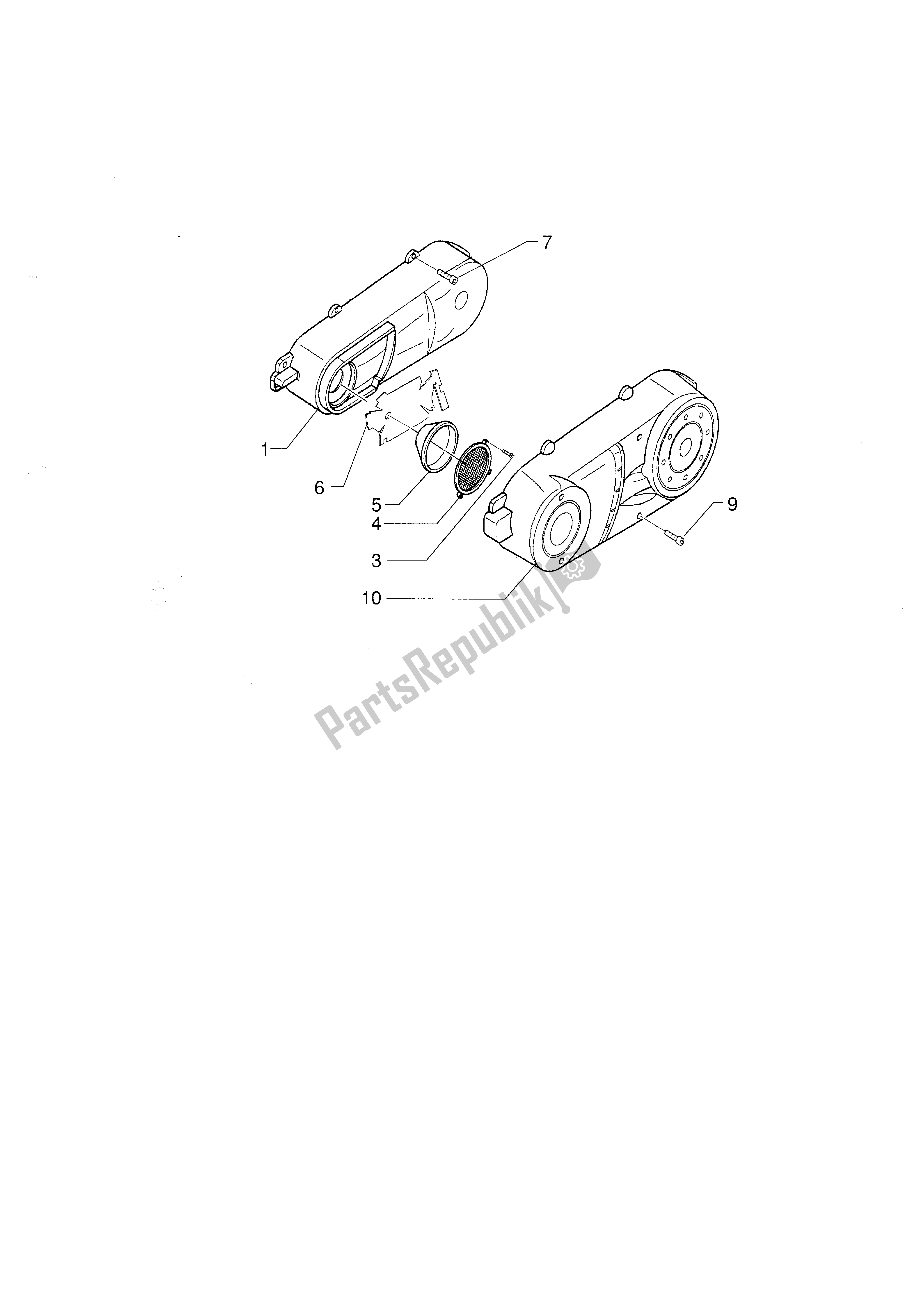 All parts for the Crankcase Cooling of the Piaggio X9 500 2001 - 2002