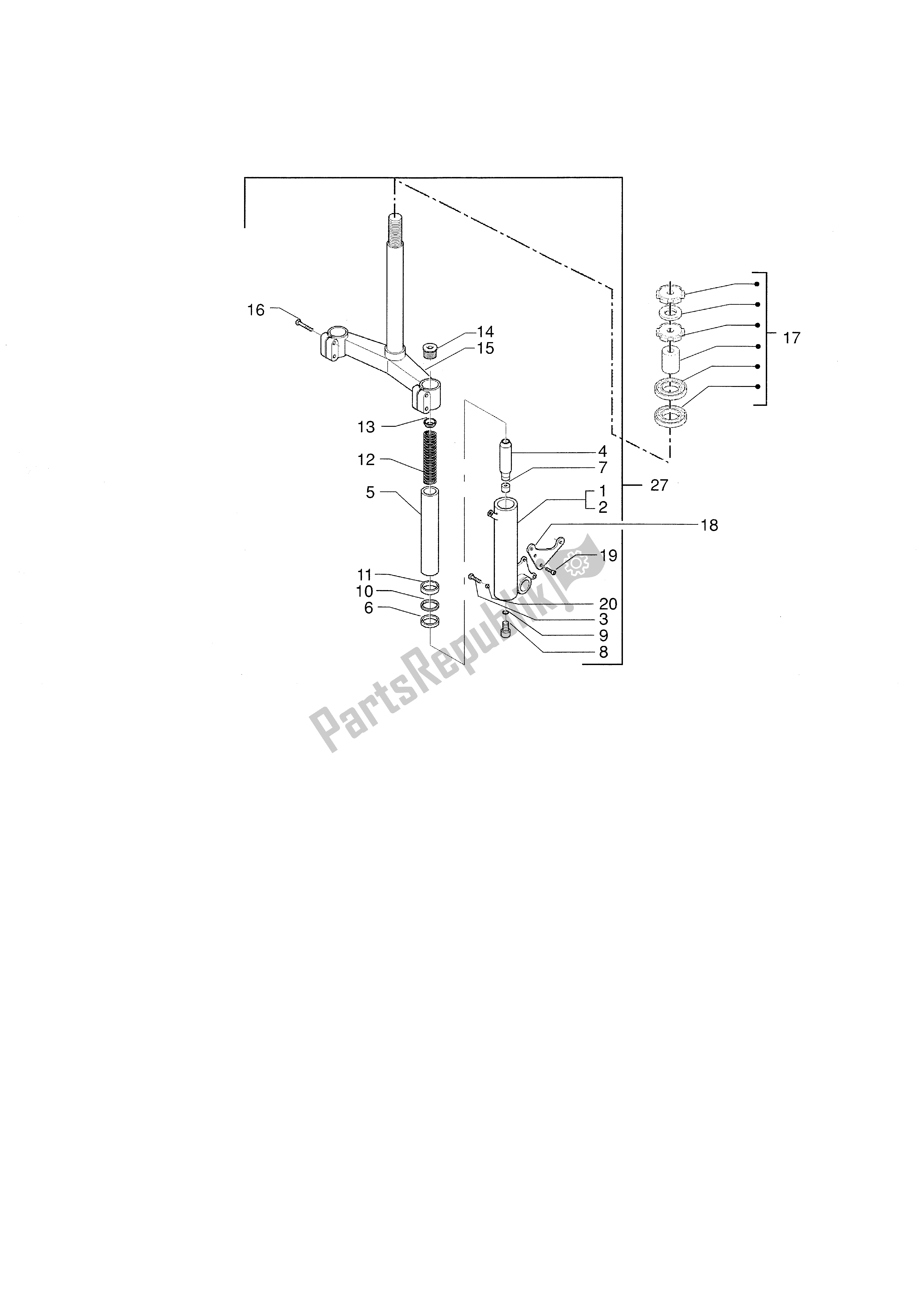 Alle onderdelen voor de Vork-stuurlager Assy van de Piaggio X9 500 2001 - 2002