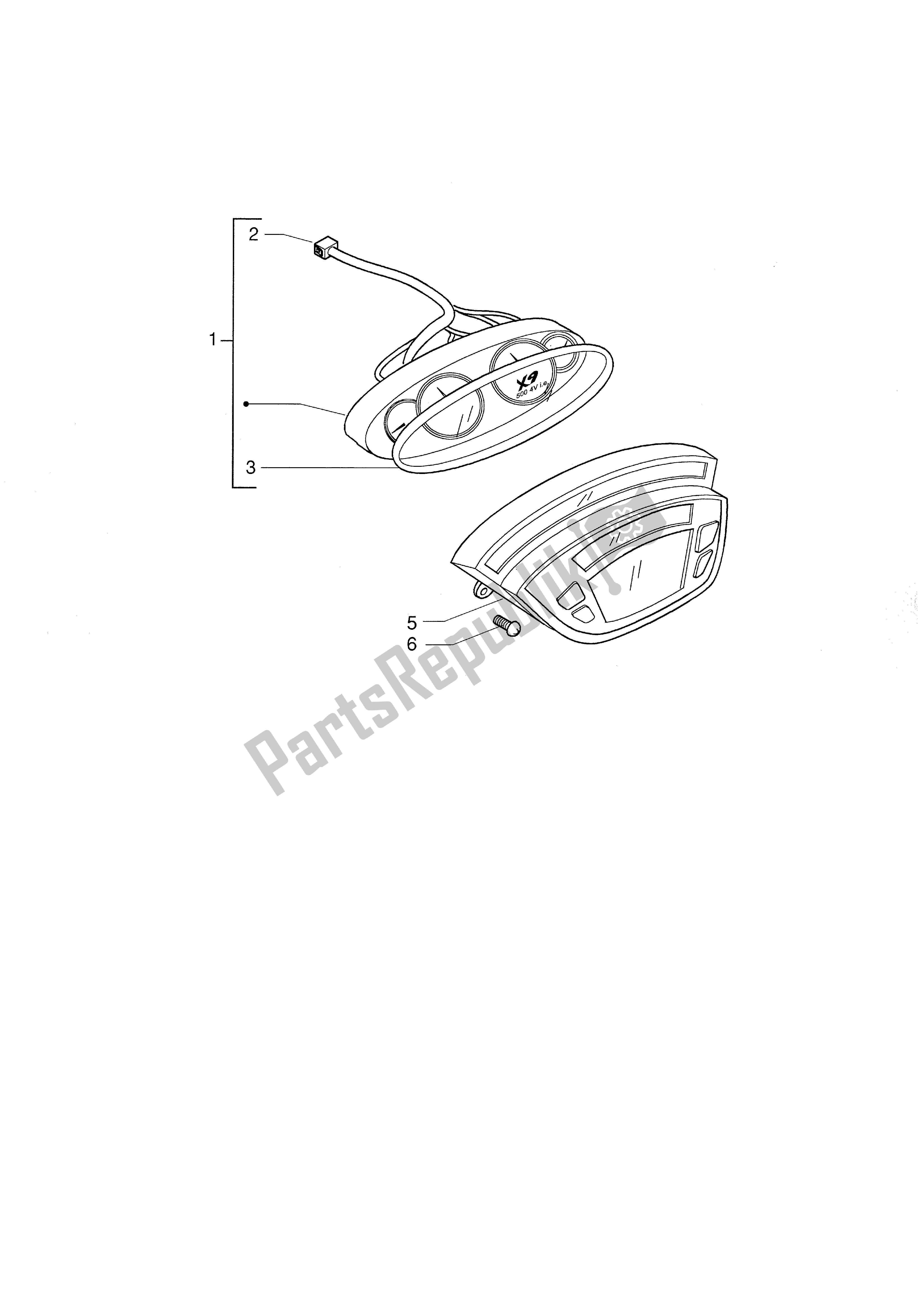 All parts for the Instrument Set of the Piaggio X9 500 2001 - 2002