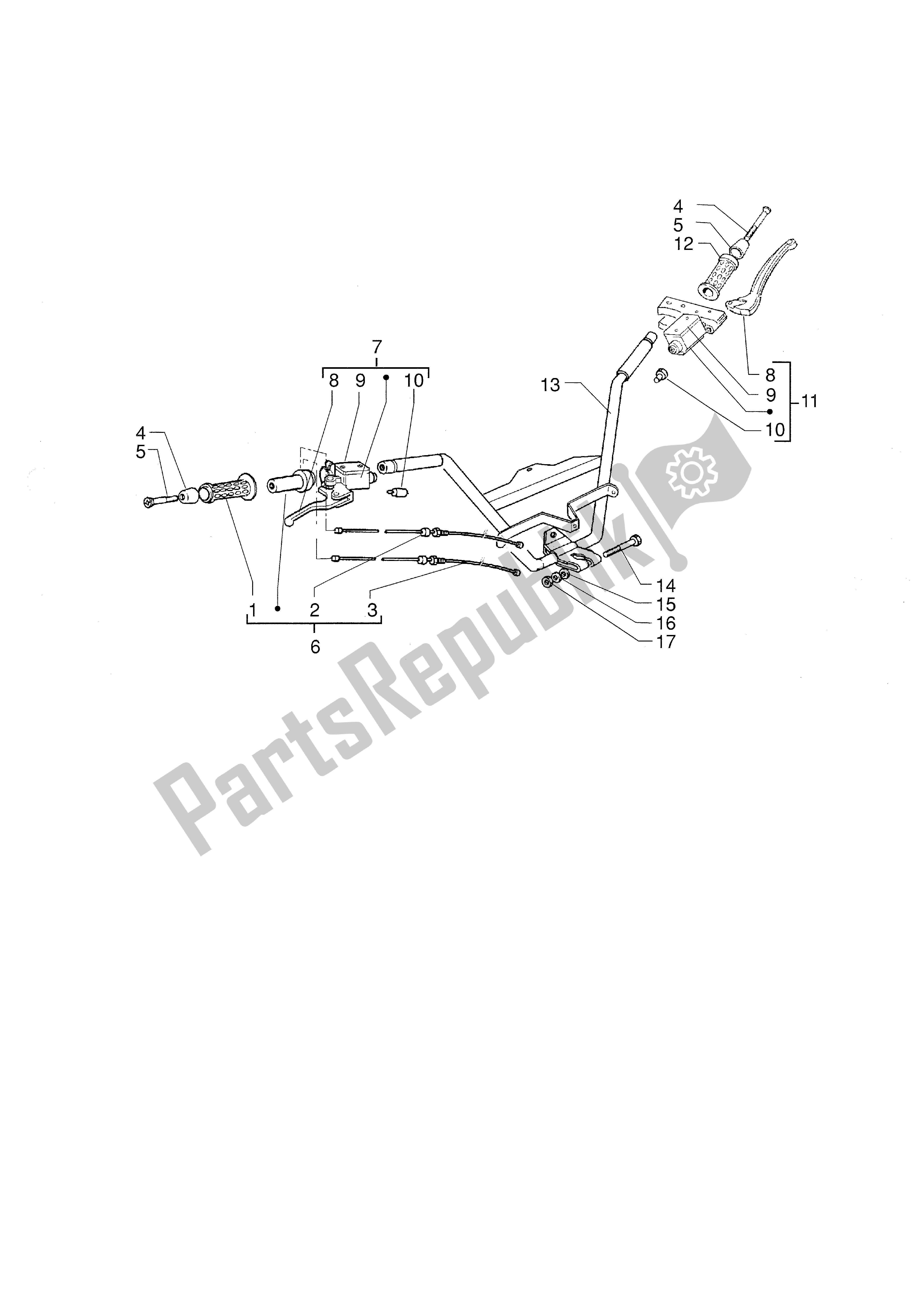 Toutes les pièces pour le Guidon-maître-cylindres du Piaggio X9 500 2001 - 2002