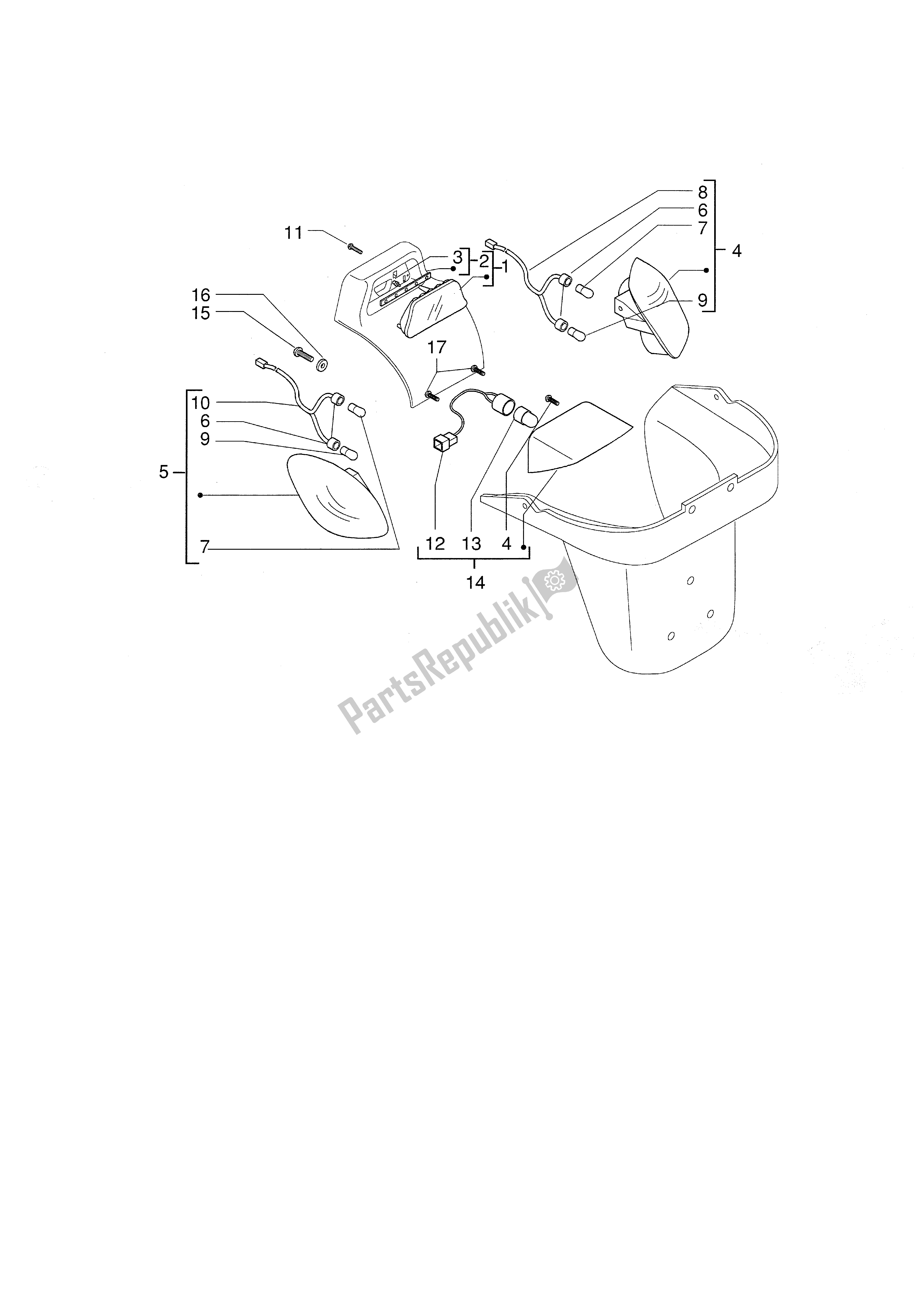 Toutes les pièces pour le Feux Arrière du Piaggio X9 500 2001 - 2002