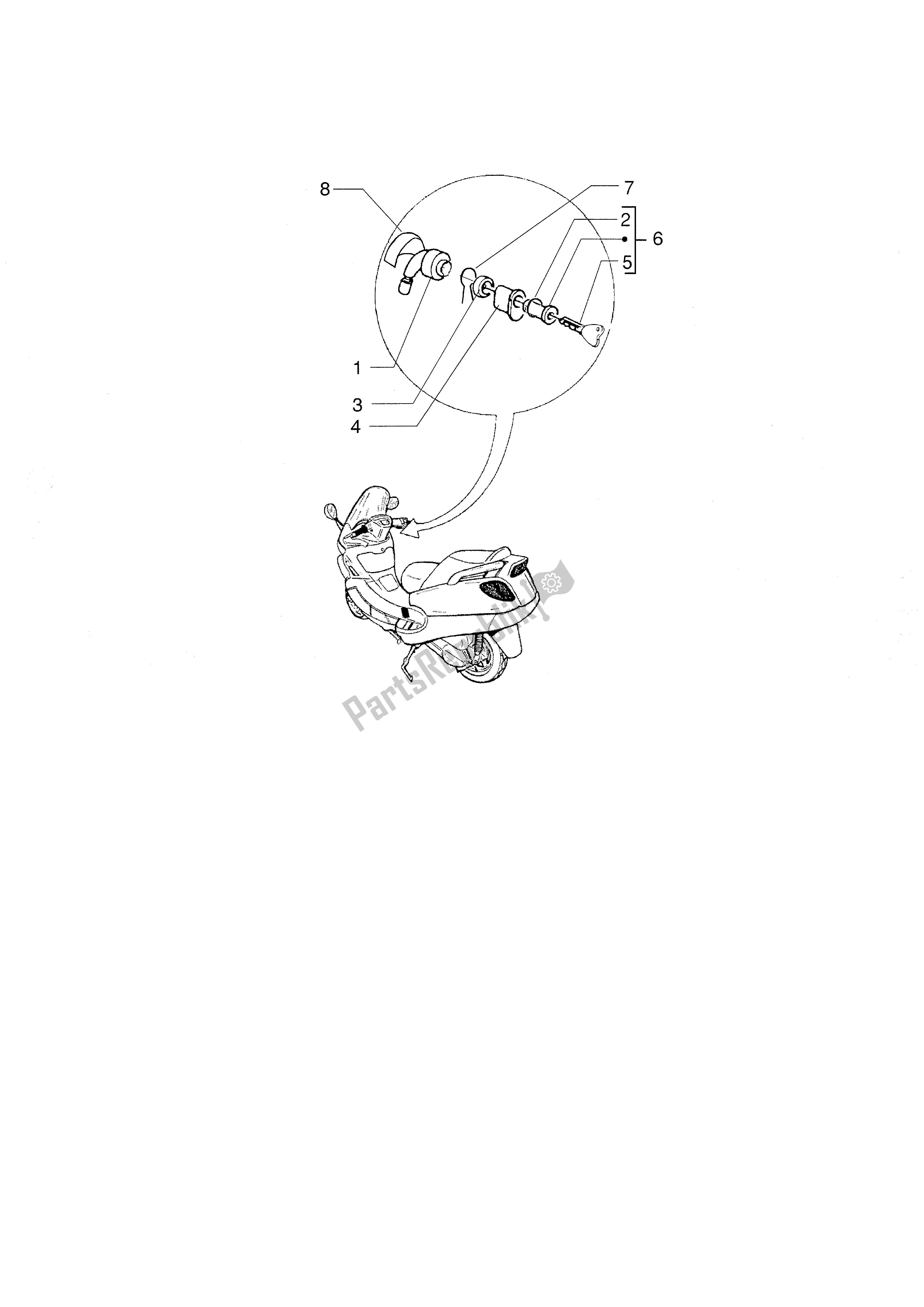 Todas las partes para Interruptor Con Llave de Piaggio X9 500 2001 - 2002