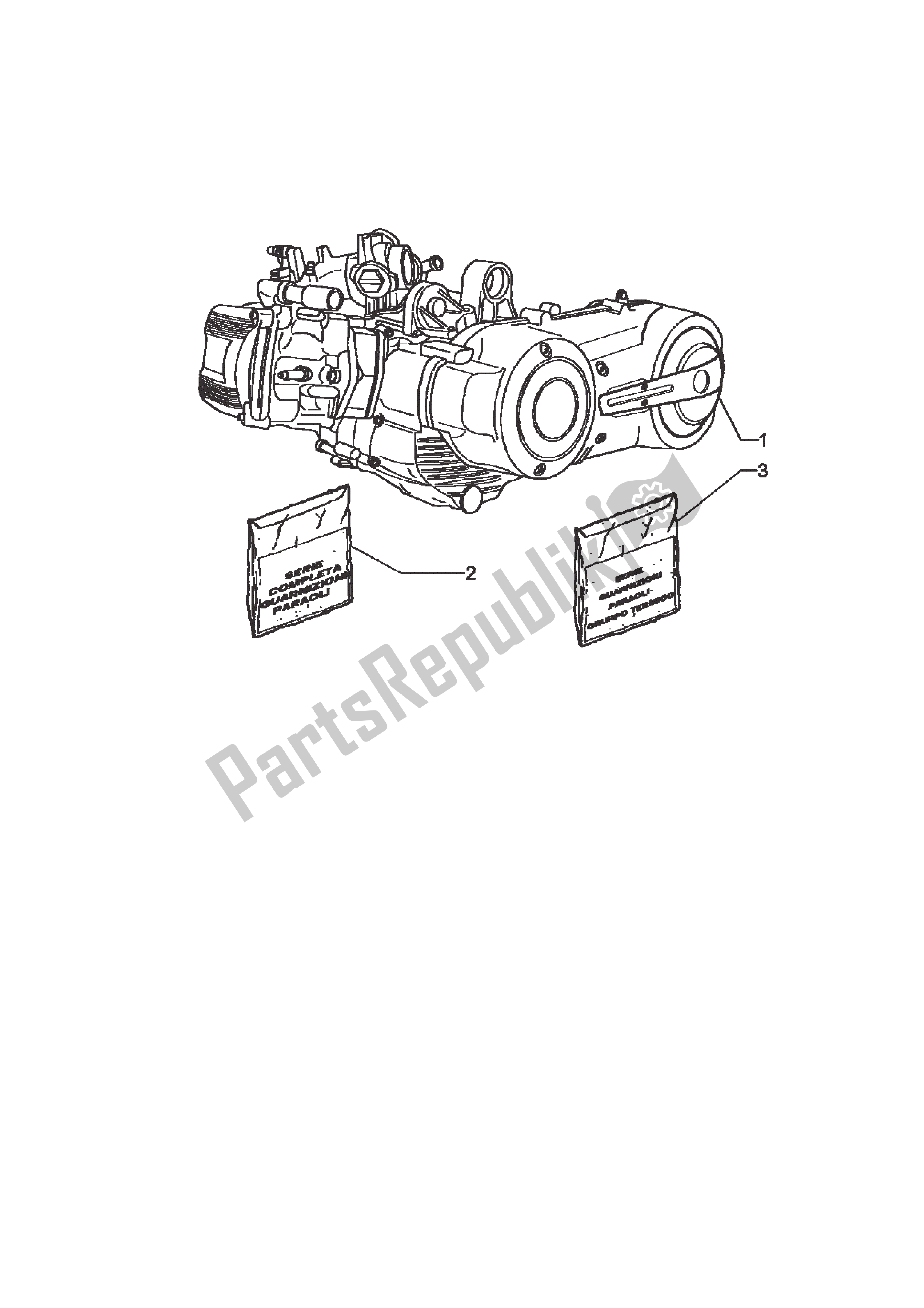 All parts for the Engine of the Piaggio X9 500 2003 - 2004