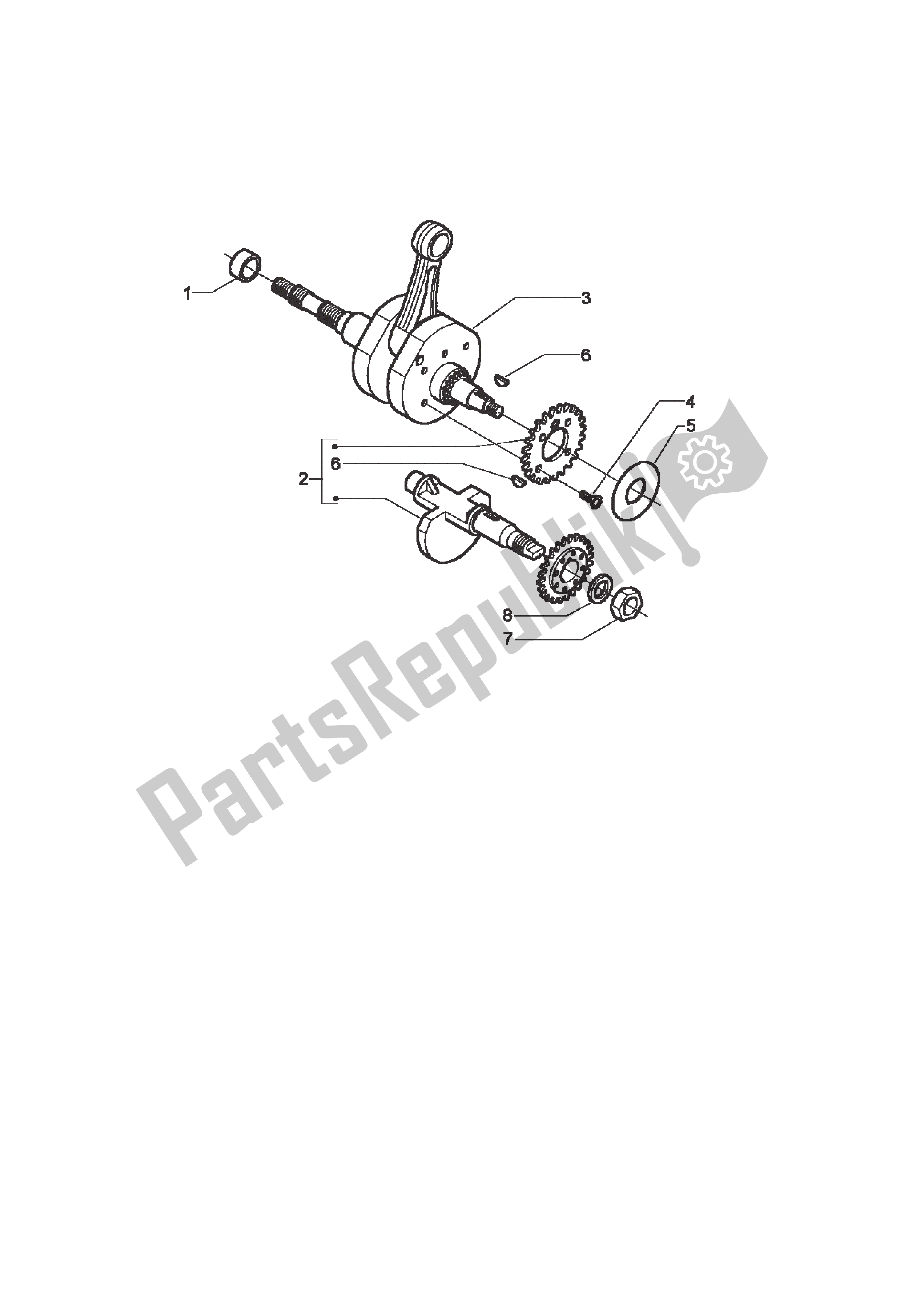 All parts for the Crankshaft of the Piaggio X9 500 2003 - 2004
