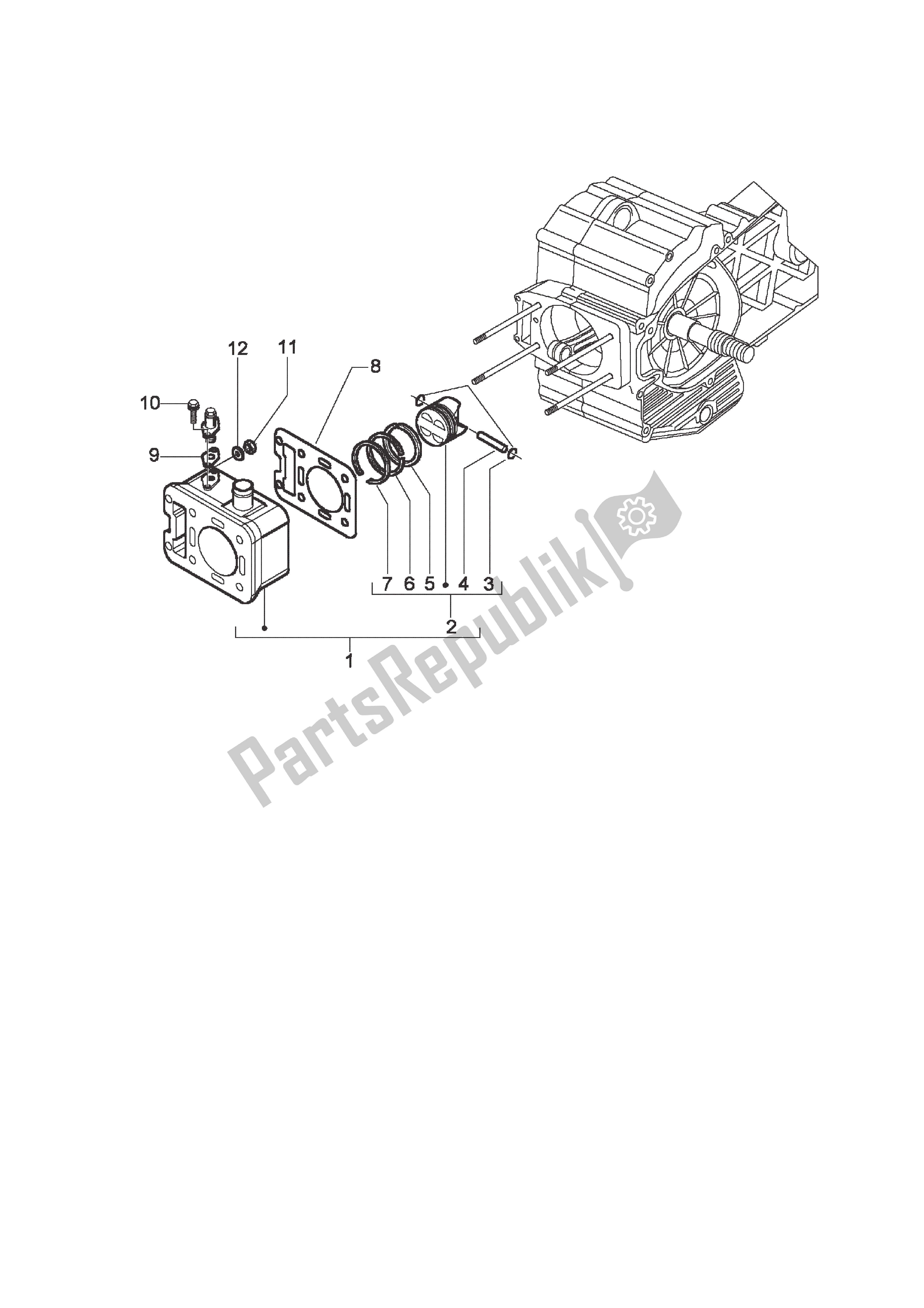 Todas las partes para Grupo Cilindro-piston-e. E De Piston de Piaggio X9 500 2003 - 2004