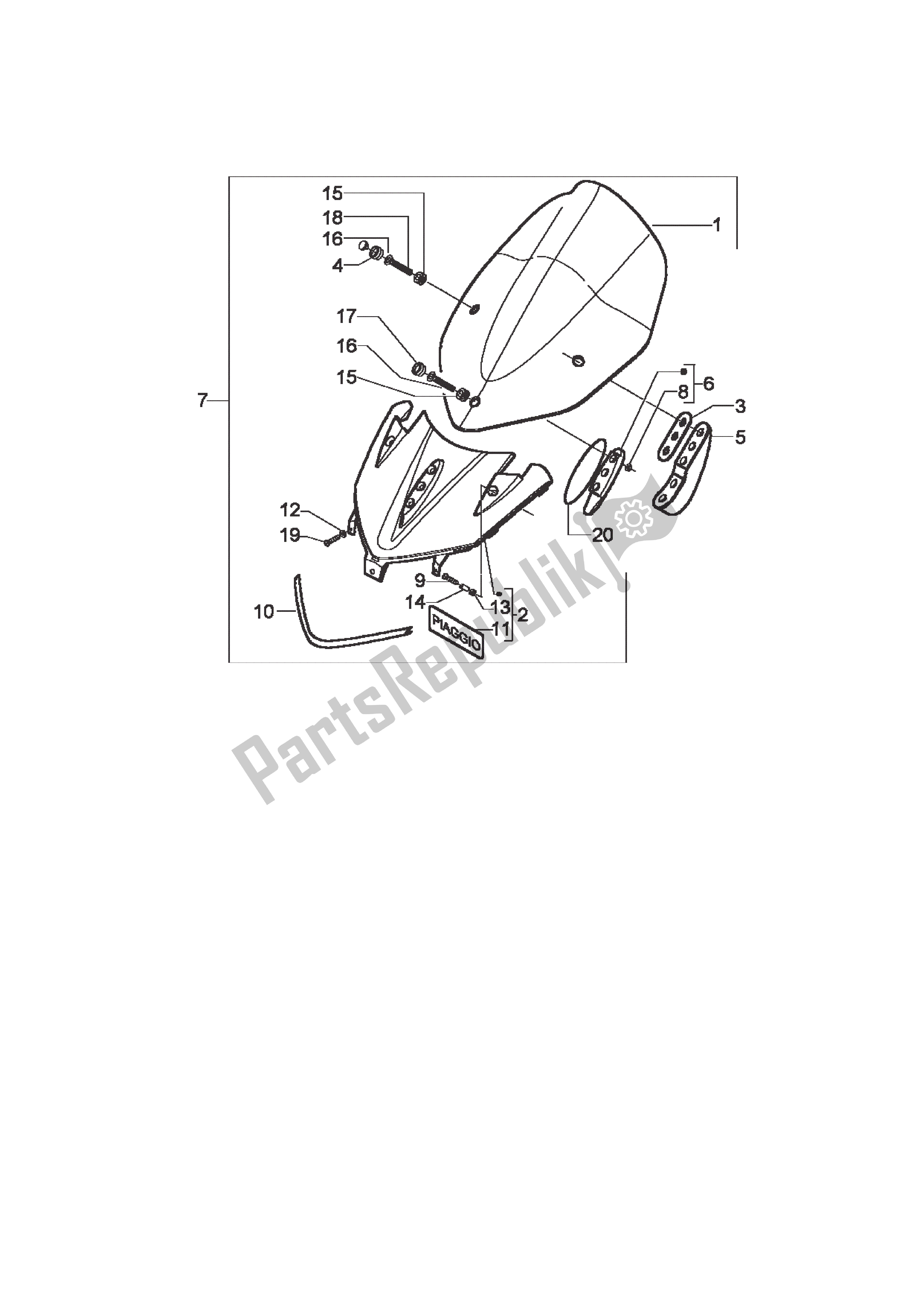 Todas las partes para Parabrisas de Piaggio X9 500 2003 - 2004