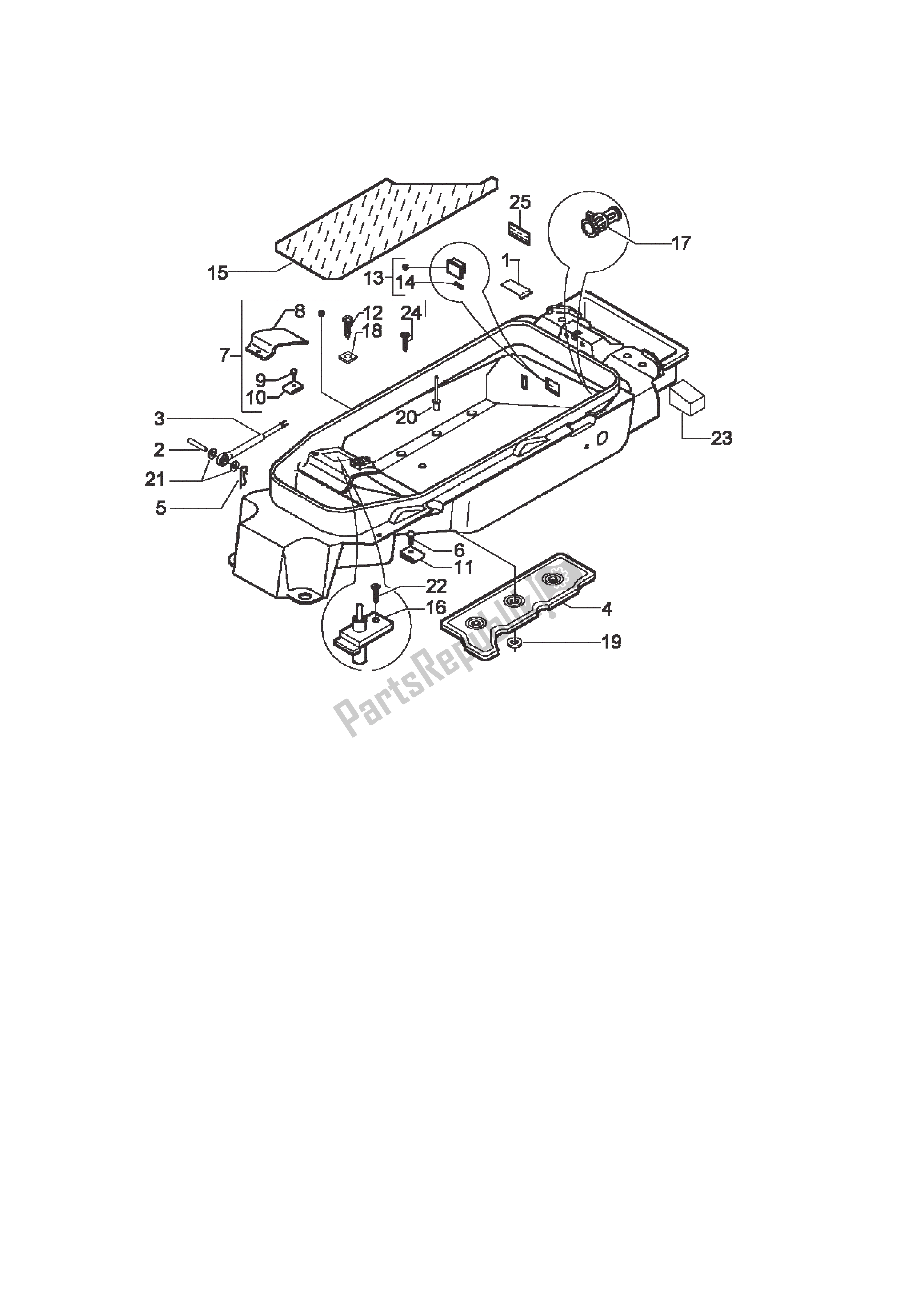 All parts for the Sturzhelmbehalter of the Piaggio X9 500 2003 - 2004