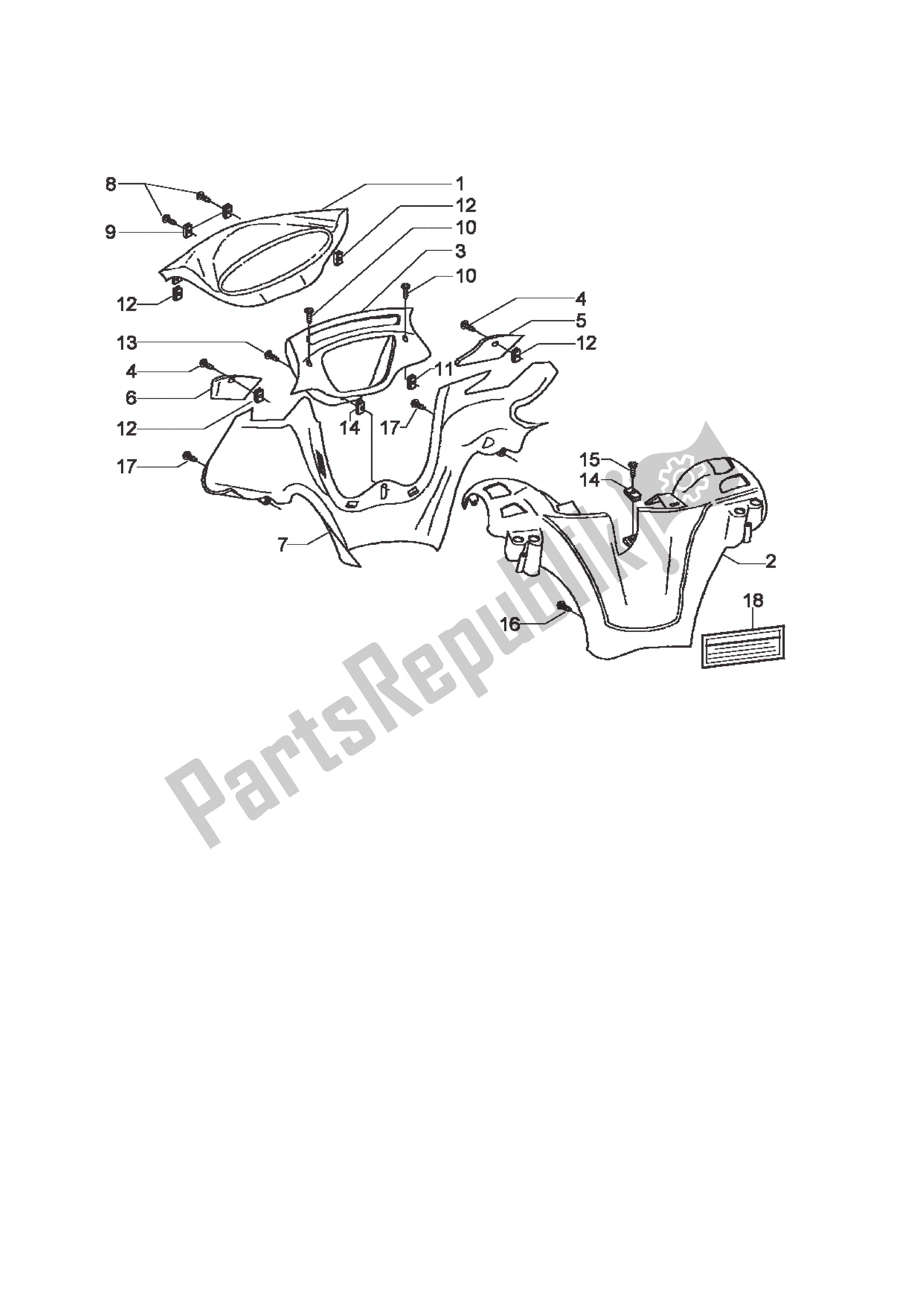 Todas las partes para Coperture Manubrio de Piaggio X9 500 2003 - 2004