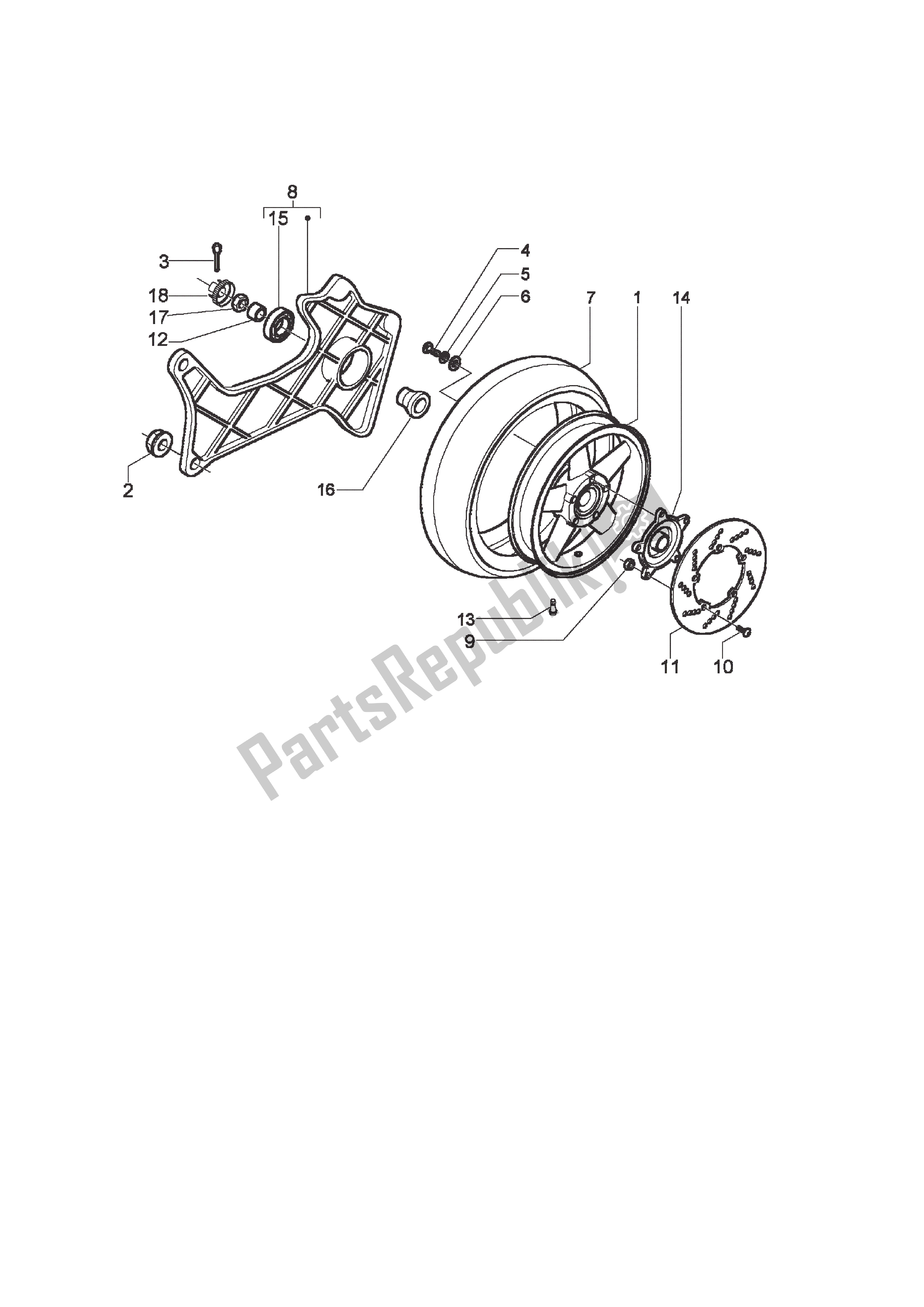 Todas las partes para Rueda Trasera de Piaggio X9 500 2003 - 2004