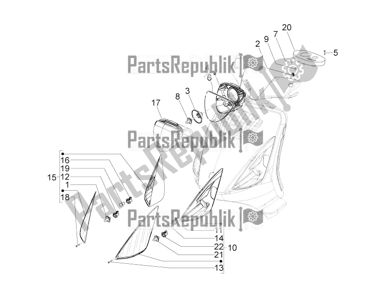 Toutes les pièces pour le Phares Avant - Clignotants du Piaggio ZIP 100 4T Apac 2016