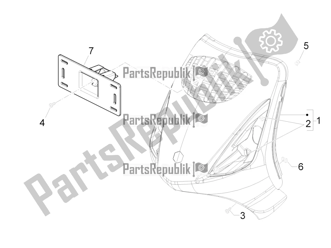 All parts for the Front Shield of the Piaggio ZIP 100 4T Apac 2016