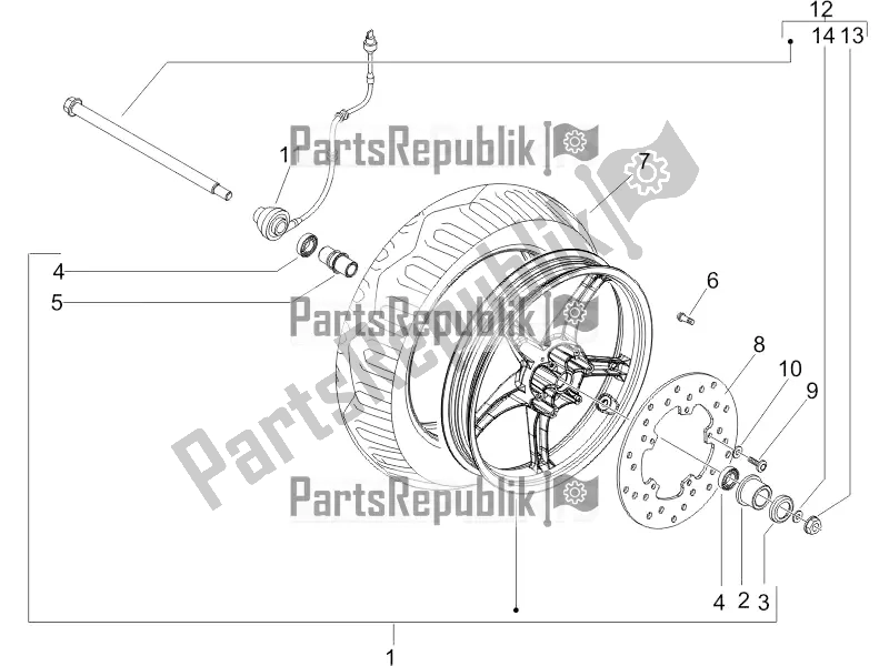 Toutes les pièces pour le Roue Avant du Piaggio ZIP 100 4T Apac 2016