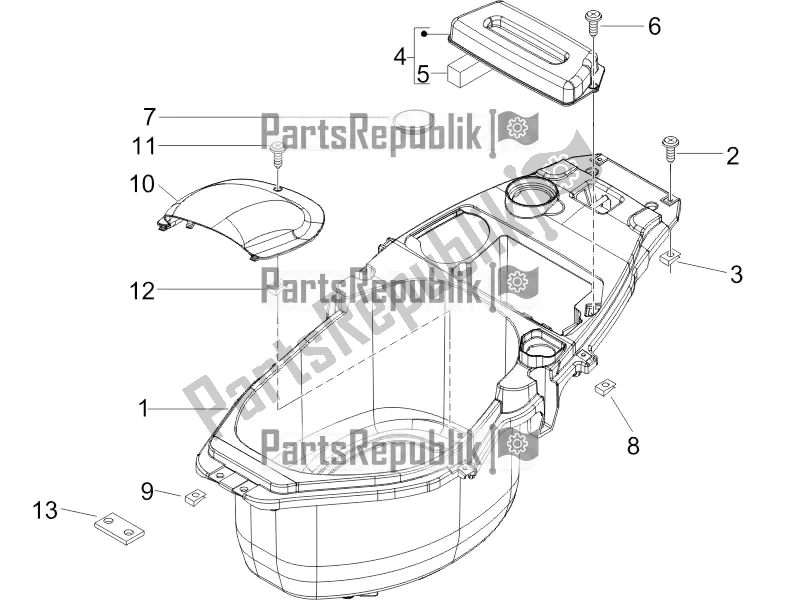 Todas las partes para Carcasa Del Casco - Debajo Del Sillín de Piaggio ZIP 100 4T Apac 2016
