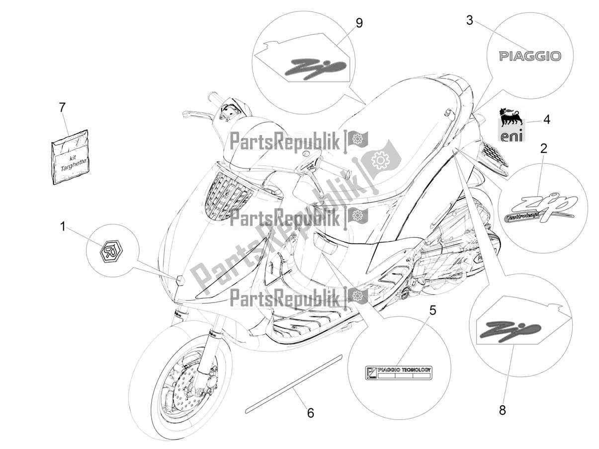 Todas las partes para Placas - Emblemas de Piaggio ZIP 100 4T Apac 2016