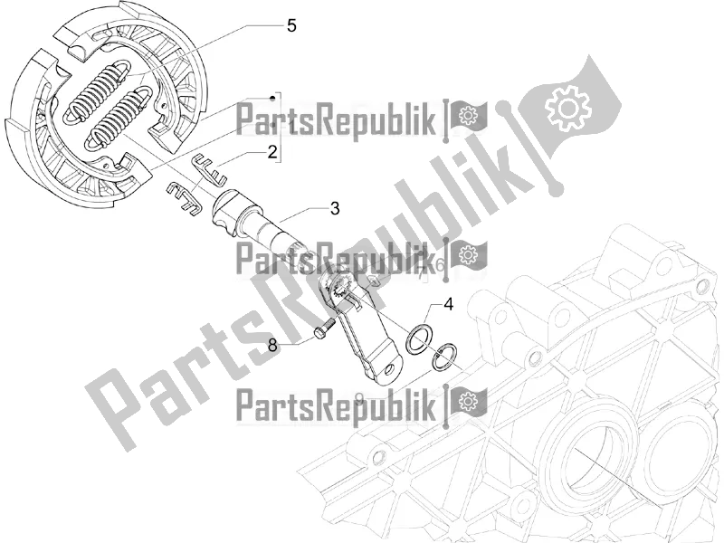 All parts for the Rear Brake - Brake Jaw of the Piaggio ZIP 100 4T Apac 2016