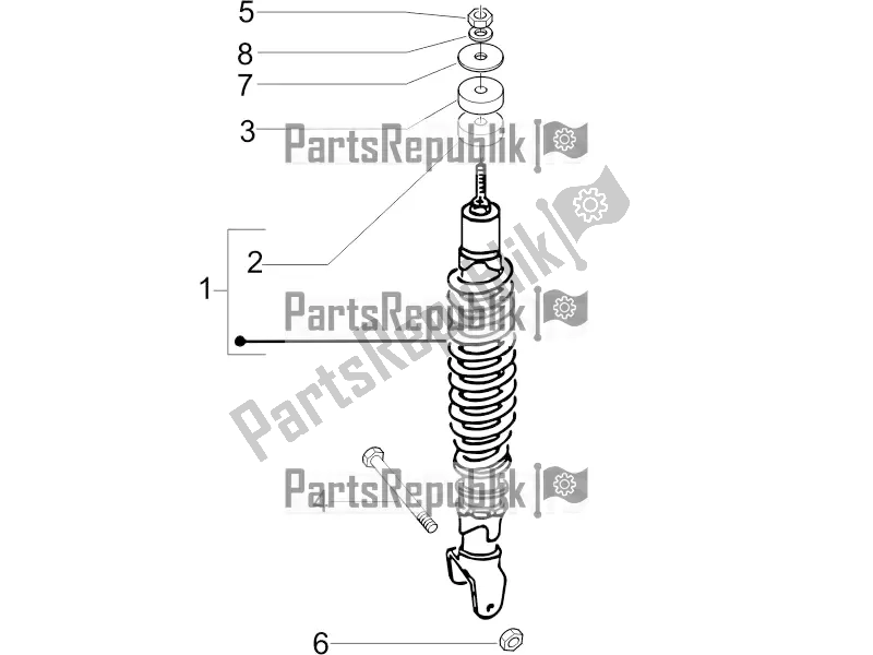 Toutes les pièces pour le Suspension Arrière - Amortisseur / S du Piaggio ZIP 100 4T Apac 2016