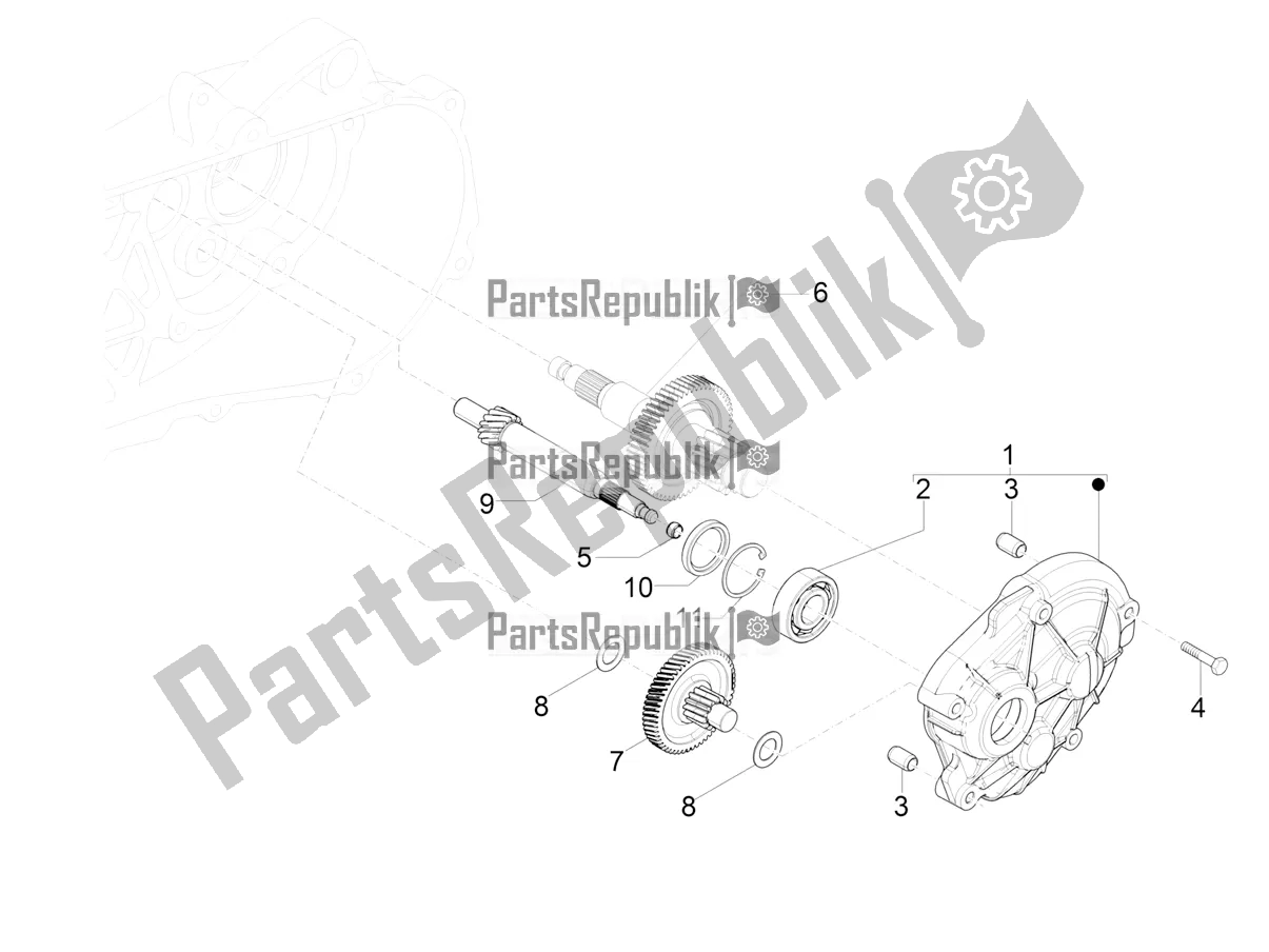 All parts for the Reduction Unit of the Piaggio ZIP 100 4T Apac 2016