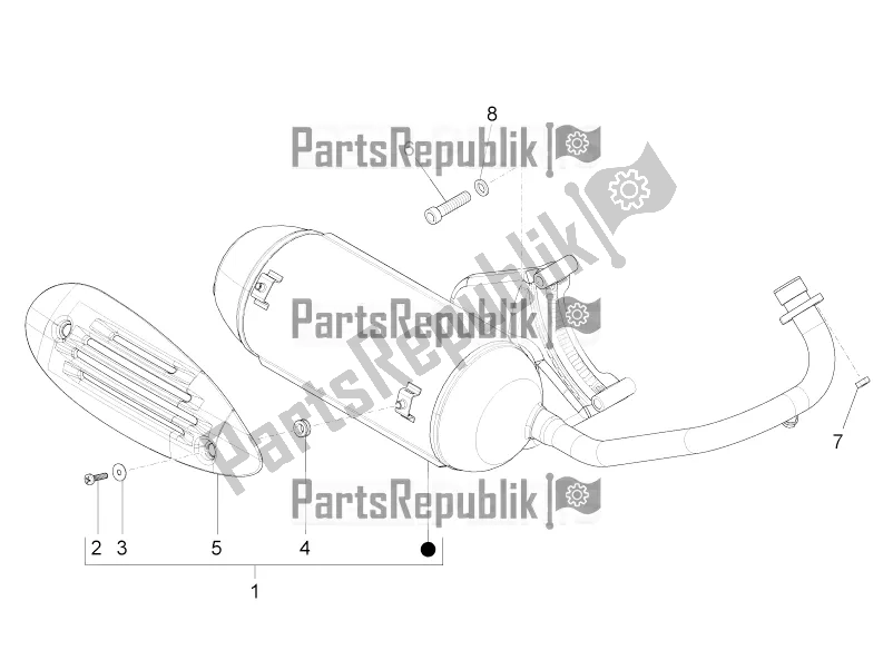 All parts for the Silencer of the Piaggio ZIP 100 4T Apac 2016