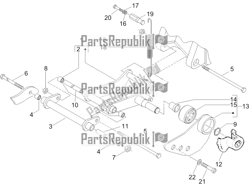 Toutes les pièces pour le Bras Oscillant du Piaggio ZIP 100 4T Apac 2016