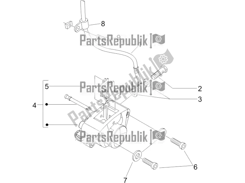 All parts for the Brakes Pipes - Calipers of the Piaggio ZIP 100 4T Apac 2017